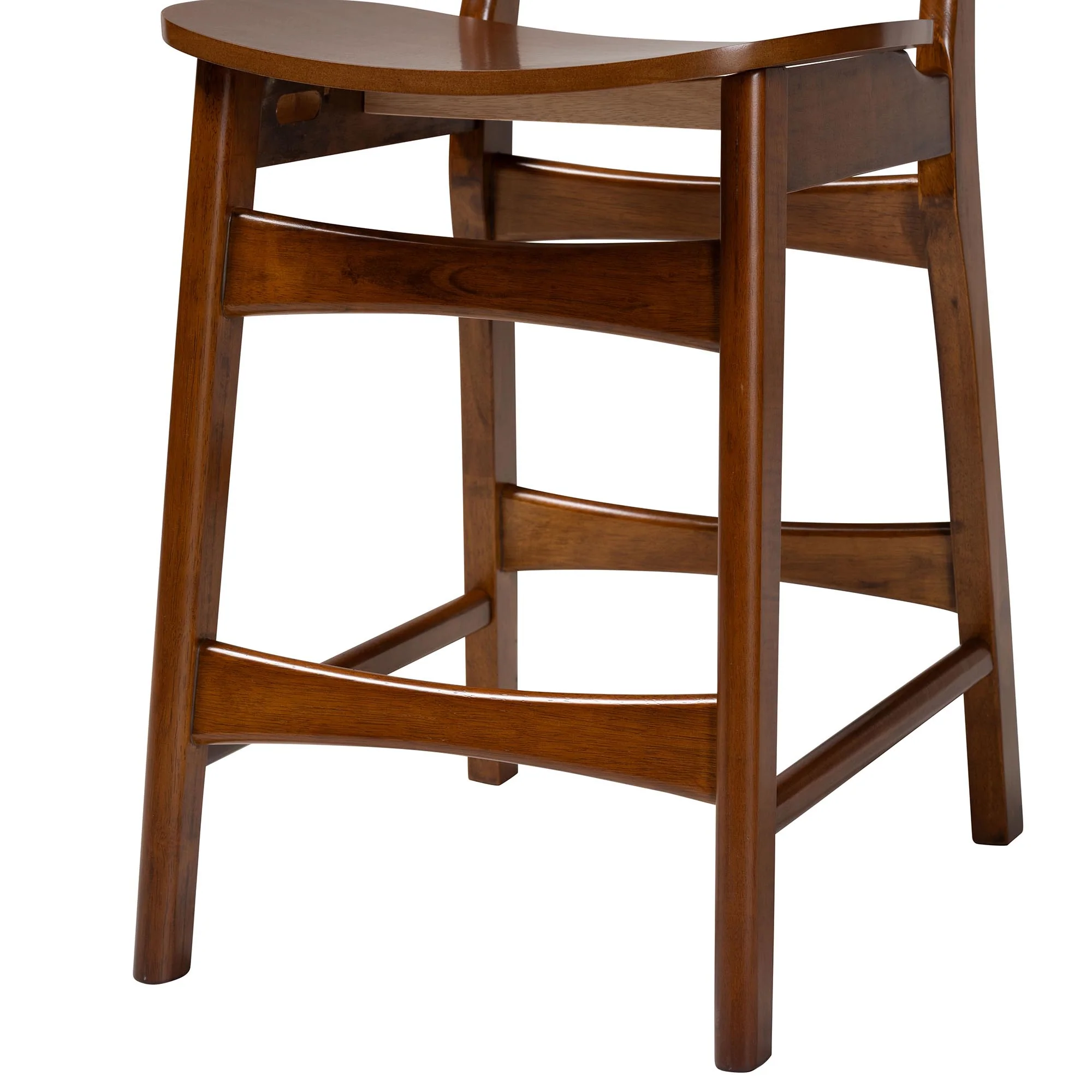 Baxton Studio Tafari Mid-Century Modern Walnut Brown Finished Wood and Rattan Pub Set - Image 9
