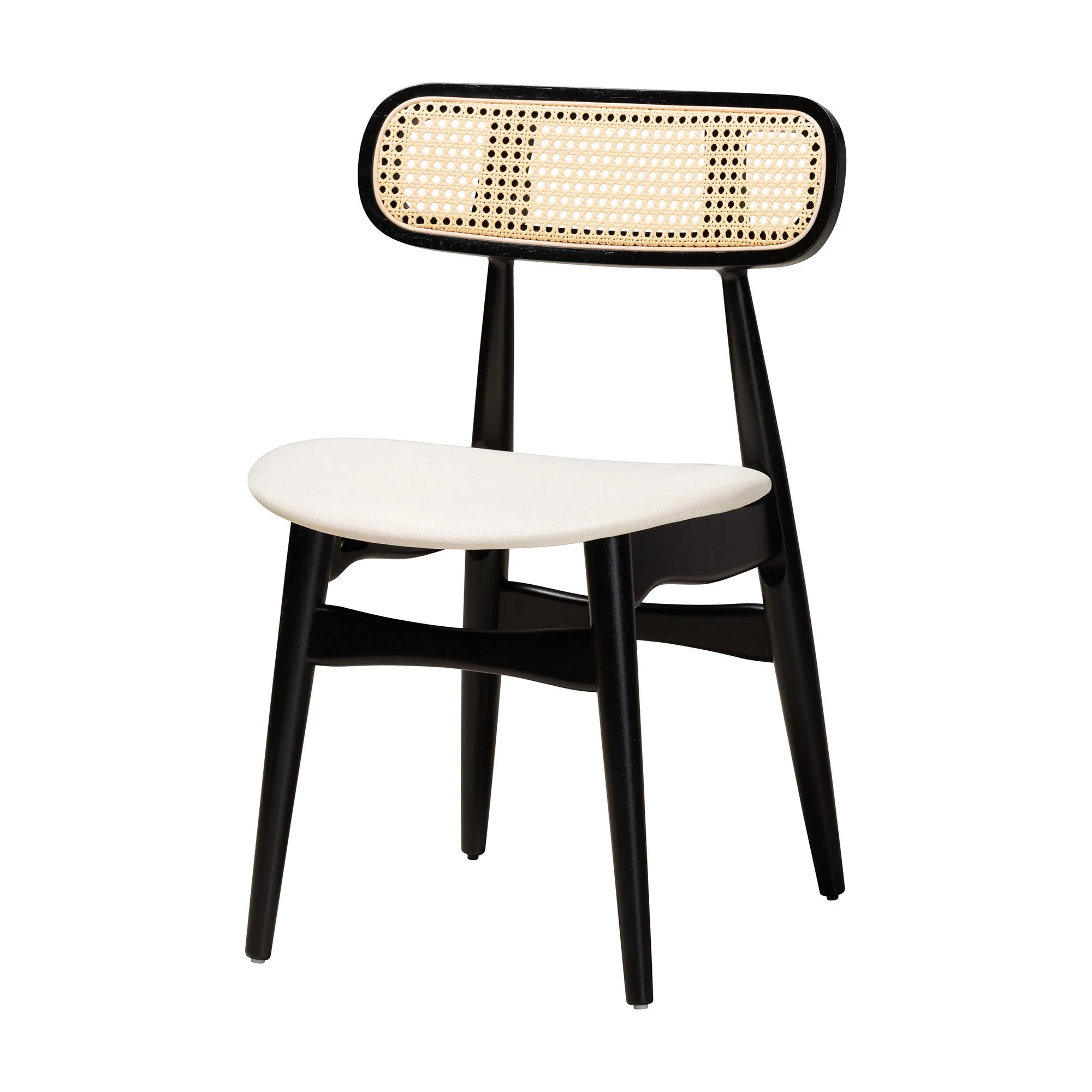 Baxton Studio Tarana Mid-Century Modern Cream Fabric and Black Finished Wood 5-Piece Dining Set - Image 3