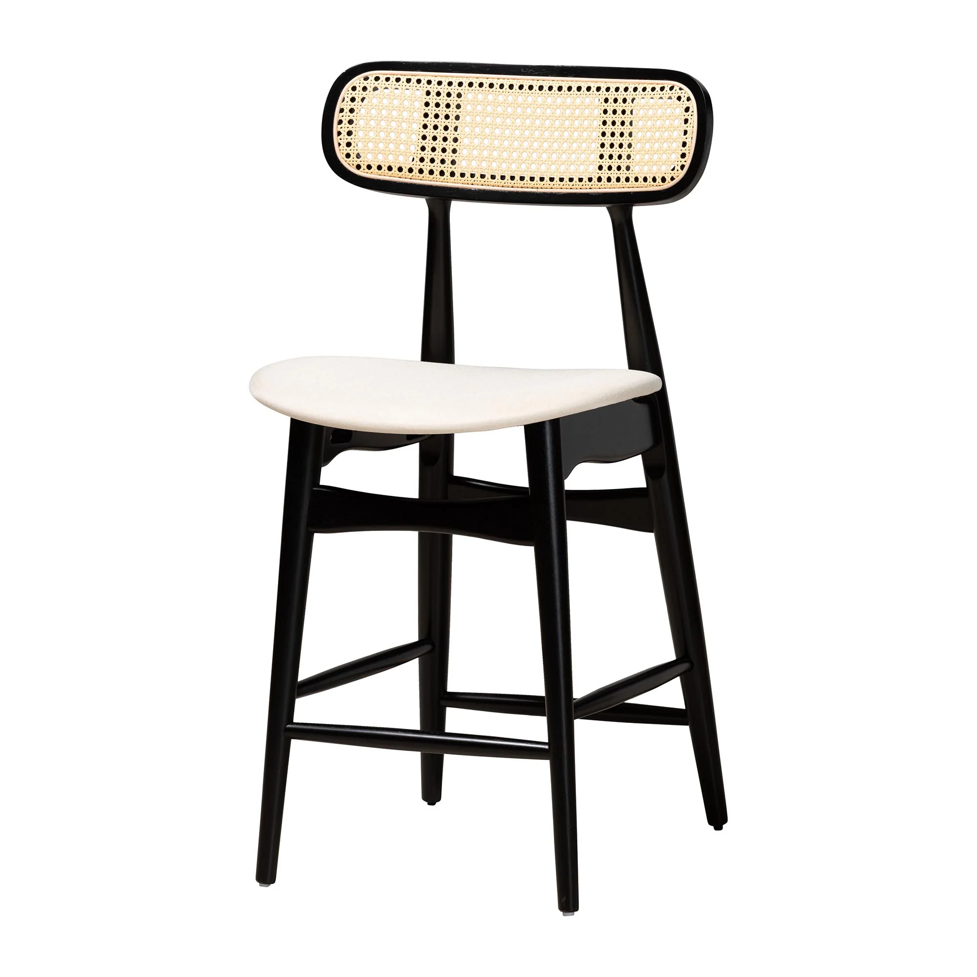 Baxton Studio Tarana Mid-Century Modern Cream Fabric and Black Finished Wood 5-Piece Pub Set - Image 3