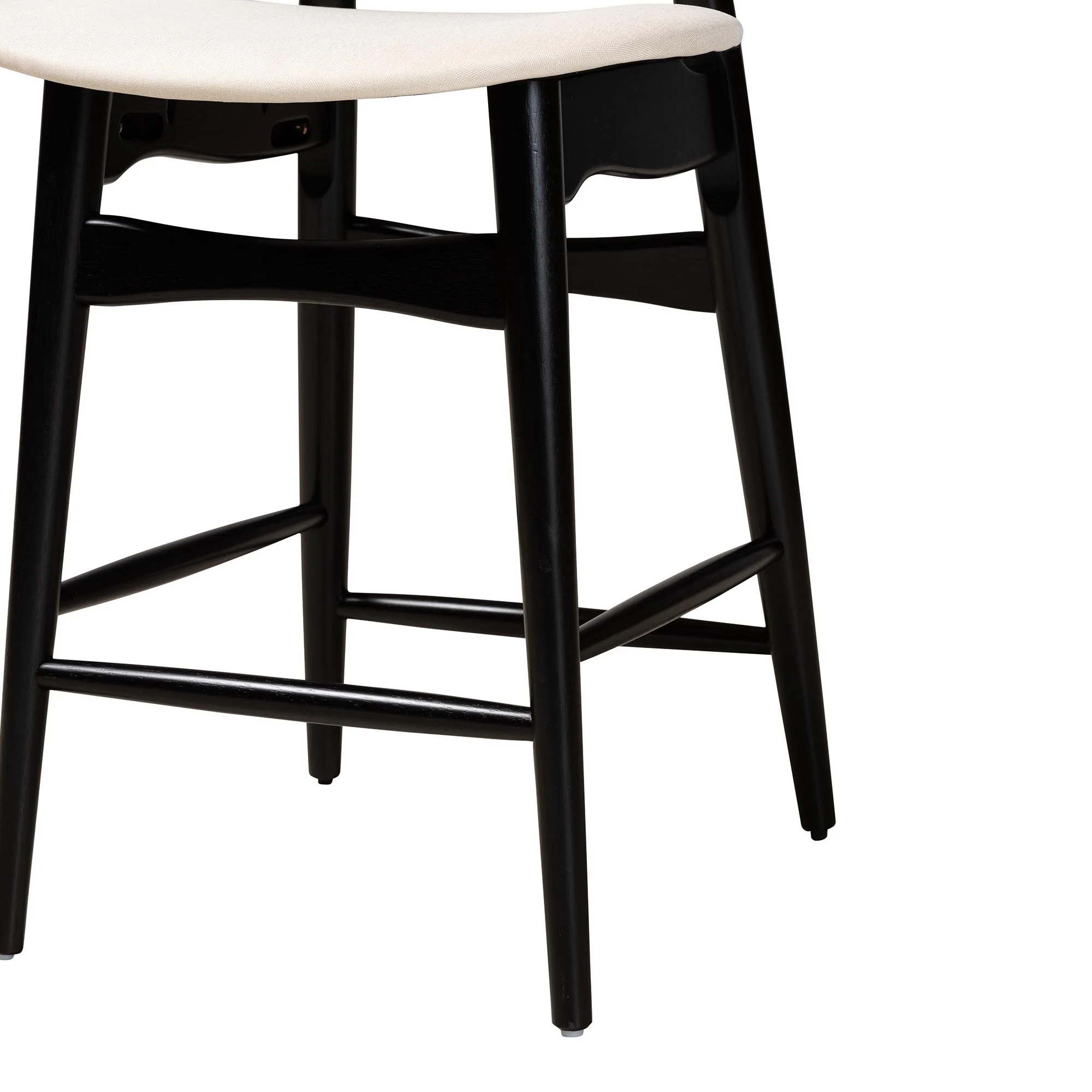 Baxton Studio Tarana Mid-Century Modern Cream Fabric and Black Finished Wood 5-Piece Pub Set - Image 7
