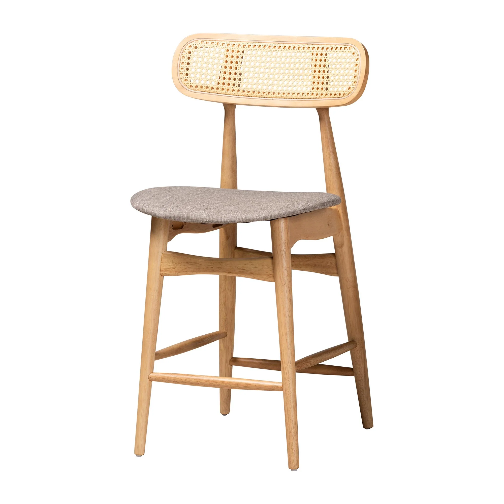 Baxton Studio Tarana Mid-Century Modern Grey Fabric and Natural Oak Finished Wood 5-Piece Pub Set - Image 5