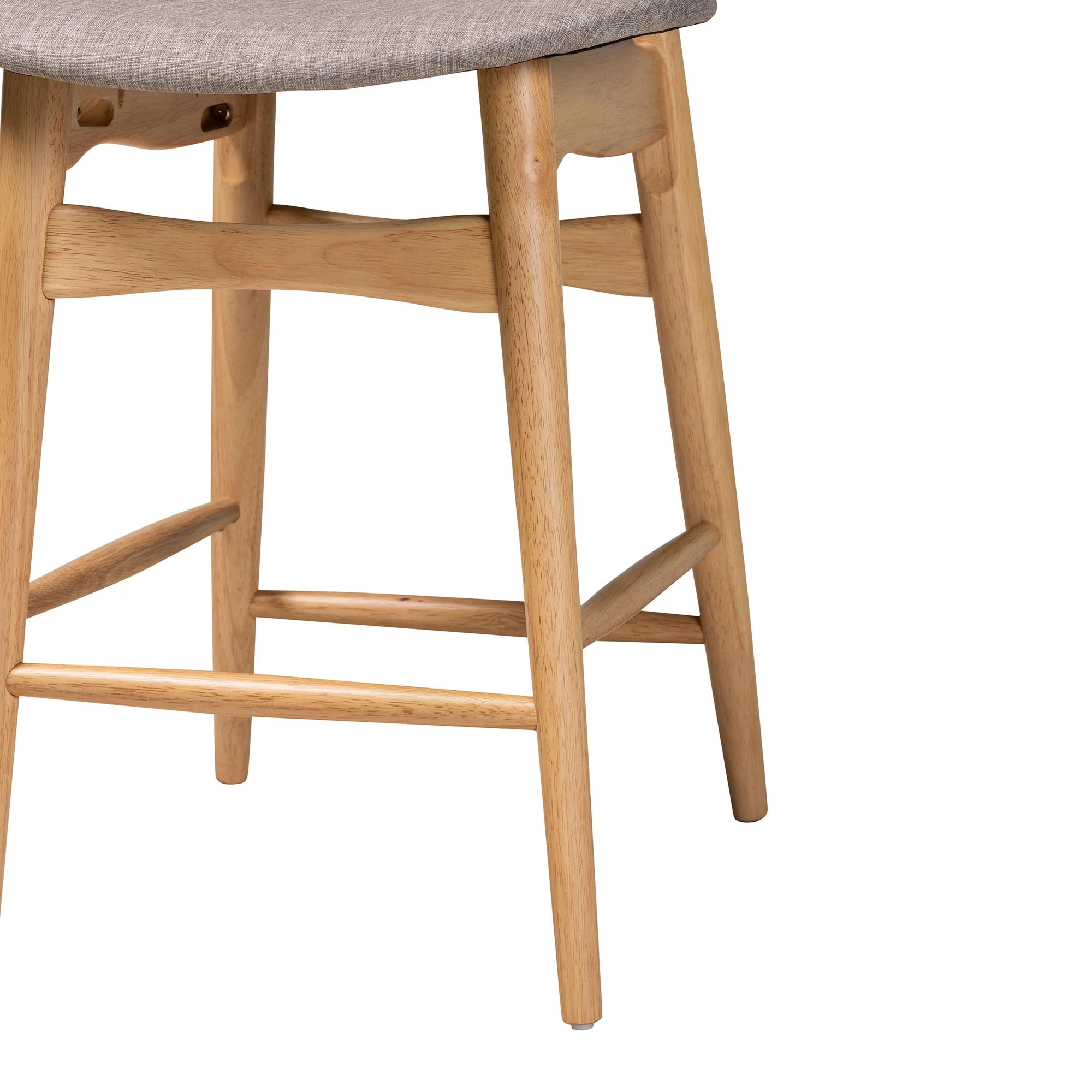 Baxton Studio Tarana Mid-Century Modern Grey Fabric and Natural Oak Finished Wood 5-Piece Pub Set - Image 9