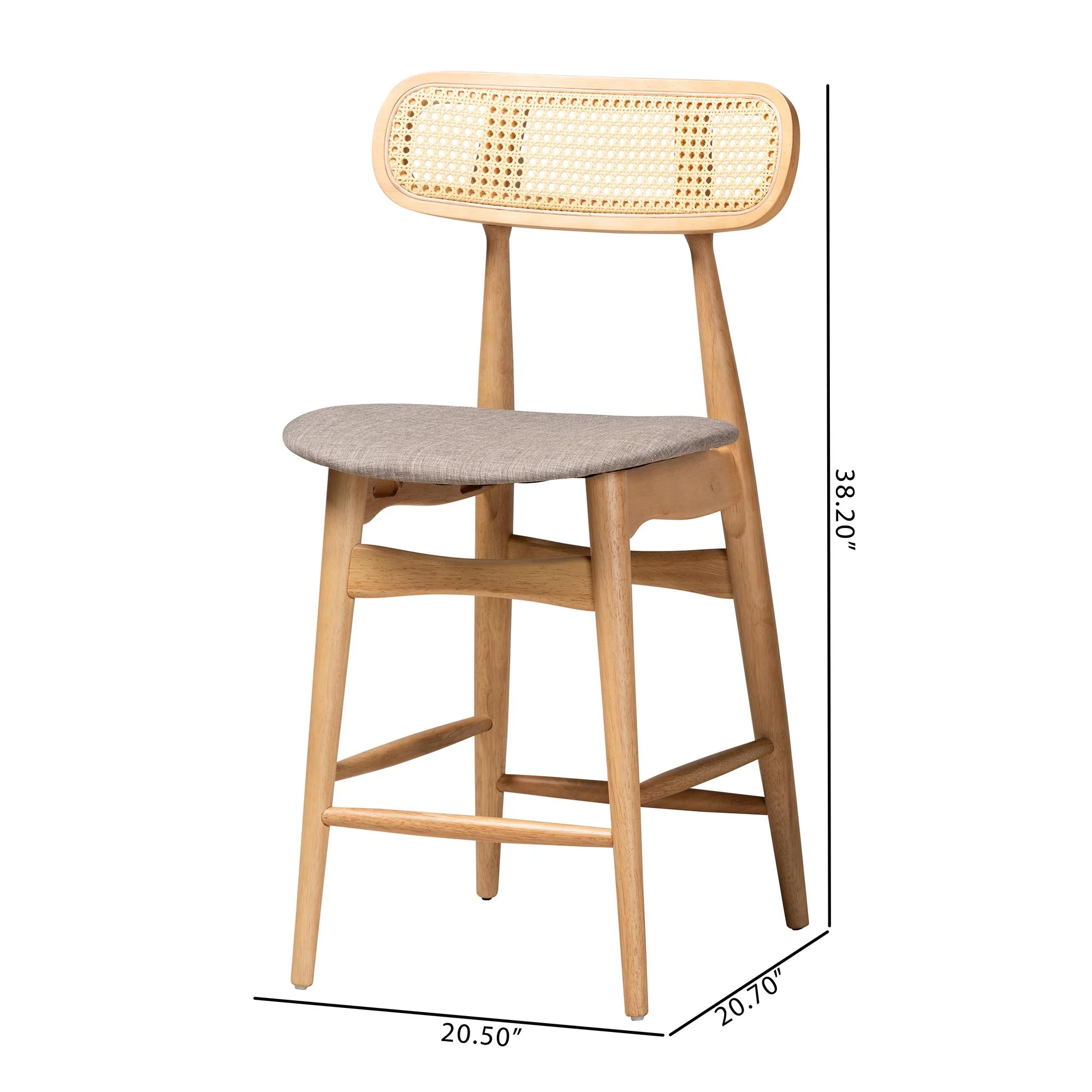 Baxton Studio Tarana Mid-Century Modern Grey Fabric and Walnut Brown Finished Wood 2-Piece Counter Stool Set - Image 17