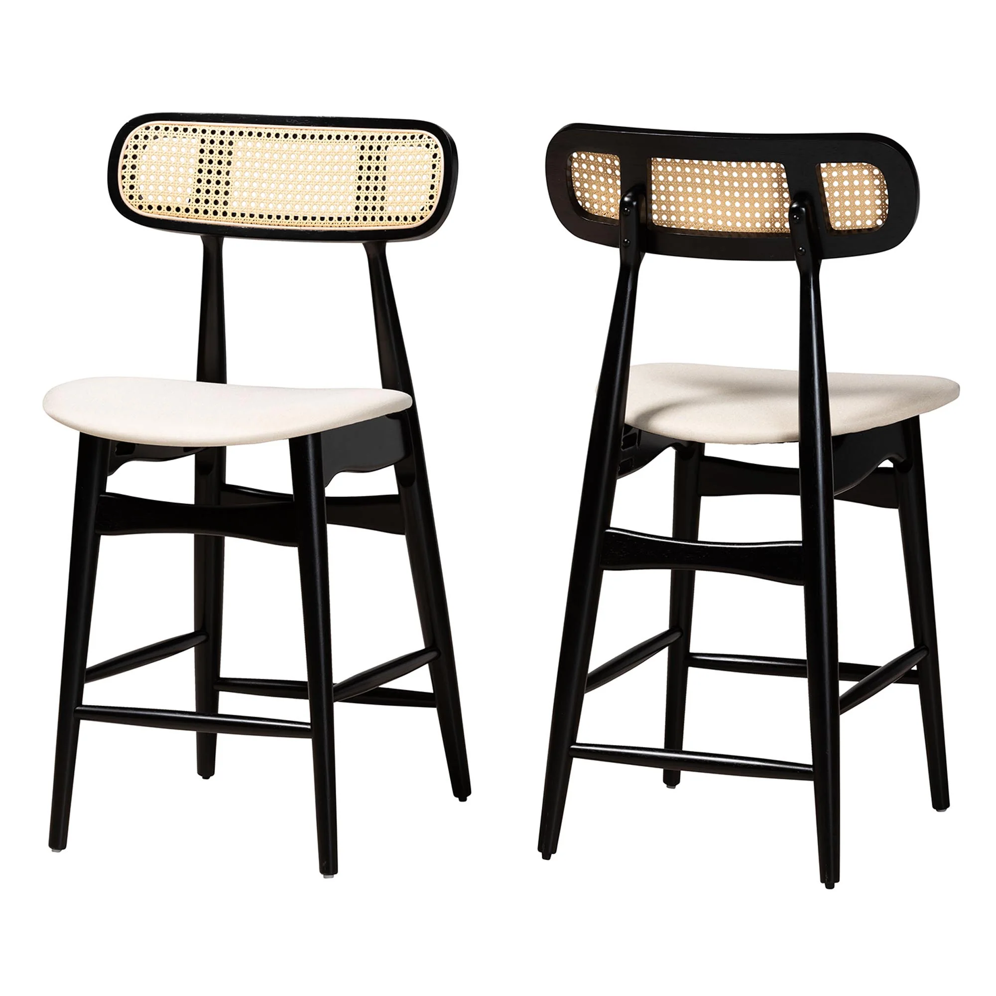 Baxton Studio Tarana Mid-Century Modern Grey Fabric and Walnut Brown Finished Wood 2-Piece Counter Stool Set - Image 20