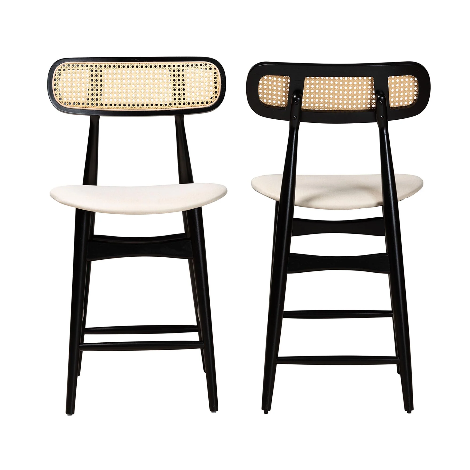 Baxton Studio Tarana Mid-Century Modern Grey Fabric and Walnut Brown Finished Wood 2-Piece Counter Stool Set - Image 21