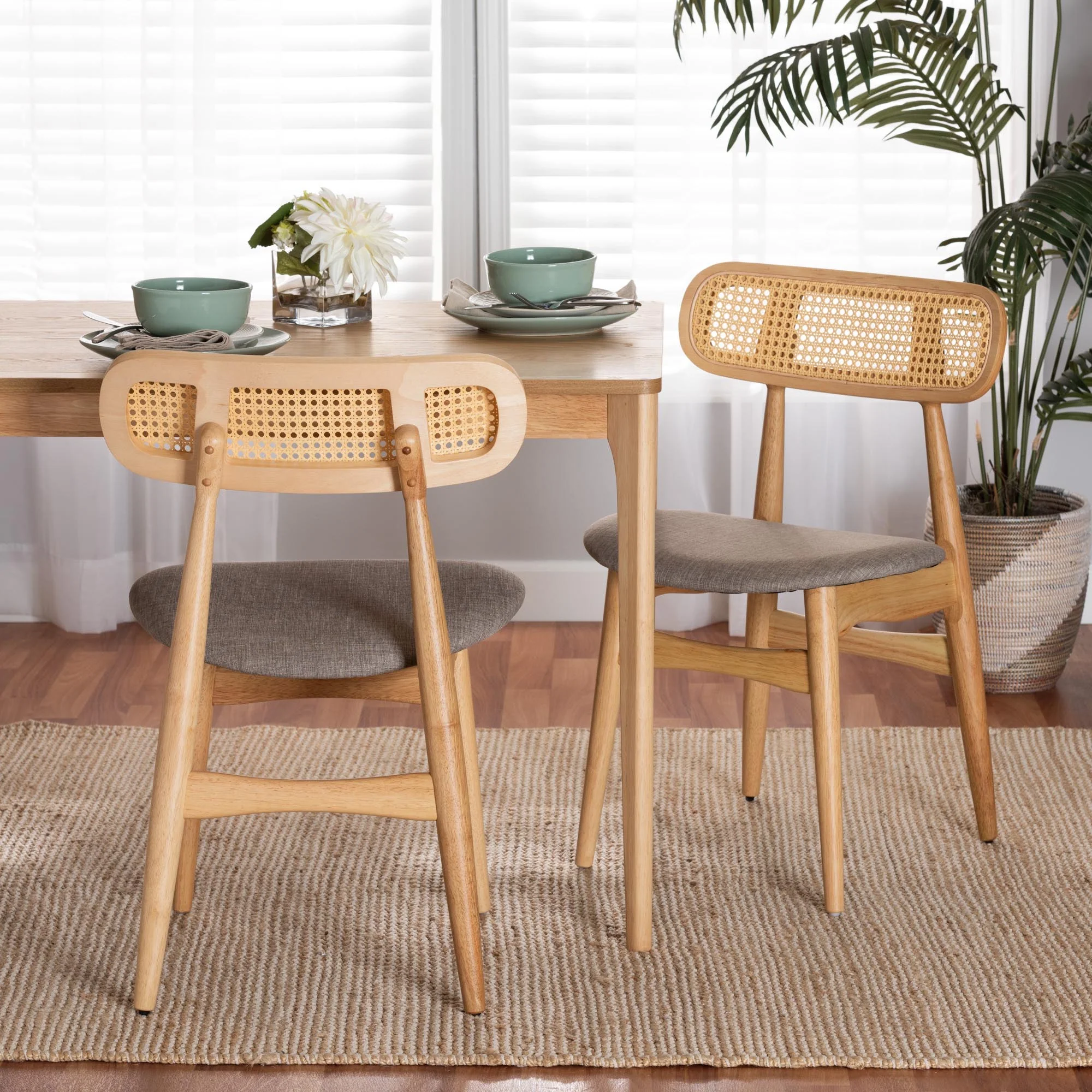 Baxton Studio Tarana Mid-Century Modern Grey Fabric and Walnut Brown Finished Wood 2-Piece Dining Chair Set - Image 10