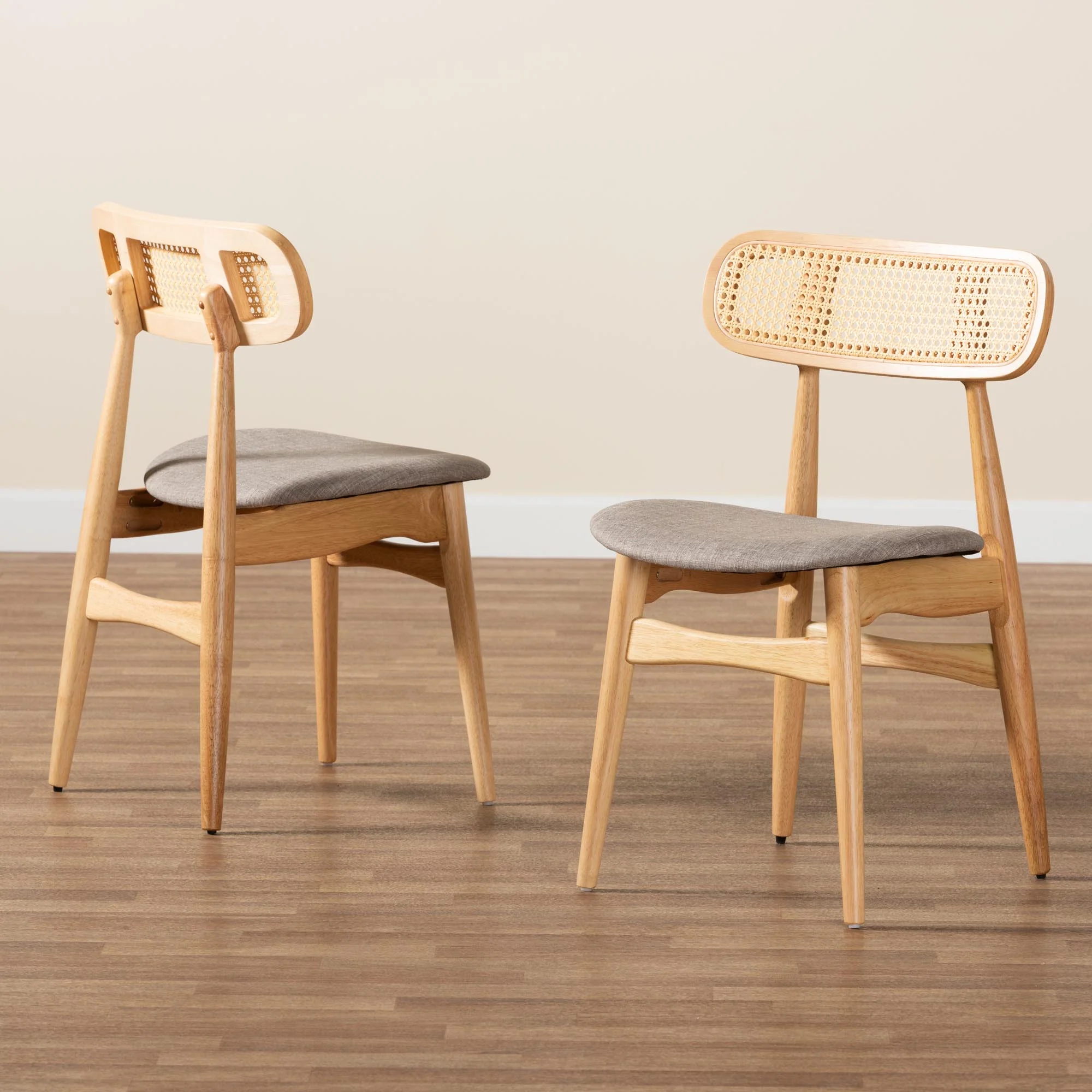 Baxton Studio Tarana Mid-Century Modern Grey Fabric and Walnut Brown Finished Wood 2-Piece Dining Chair Set - Image 18