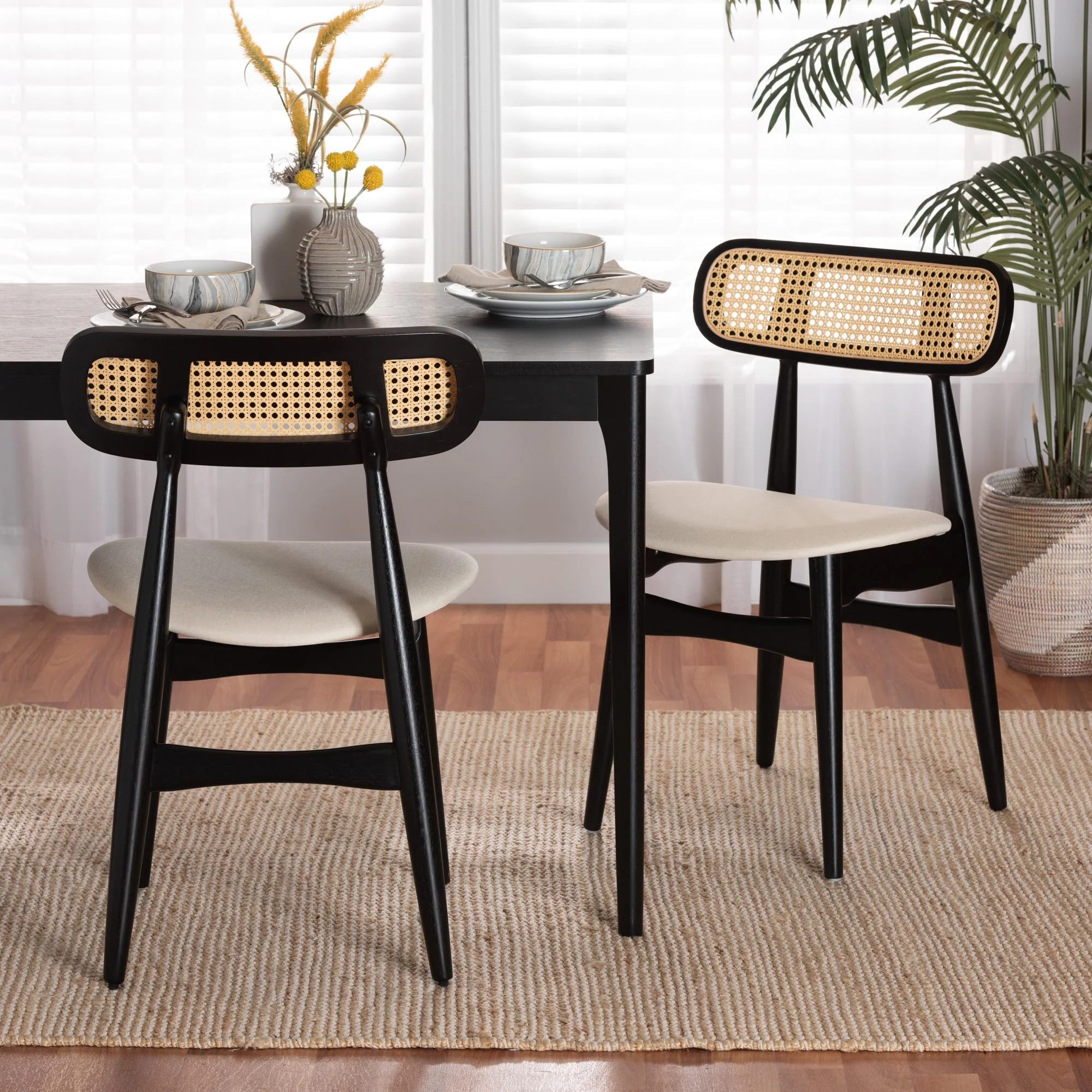 Baxton Studio Tarana Mid-Century Modern Grey Fabric and Walnut Brown Finished Wood 2-Piece Dining Chair Set - Image 19