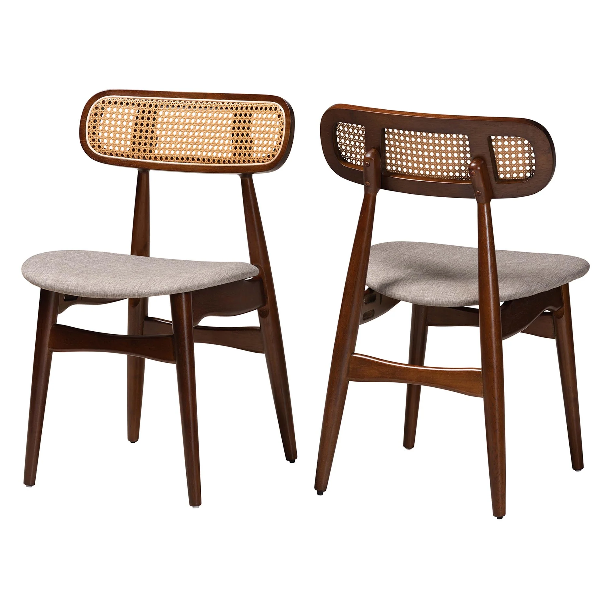 Baxton Studio Tarana Mid-Century Modern Grey Fabric and Walnut Brown Finished Wood 2-Piece Dining Chair Set - Image 2