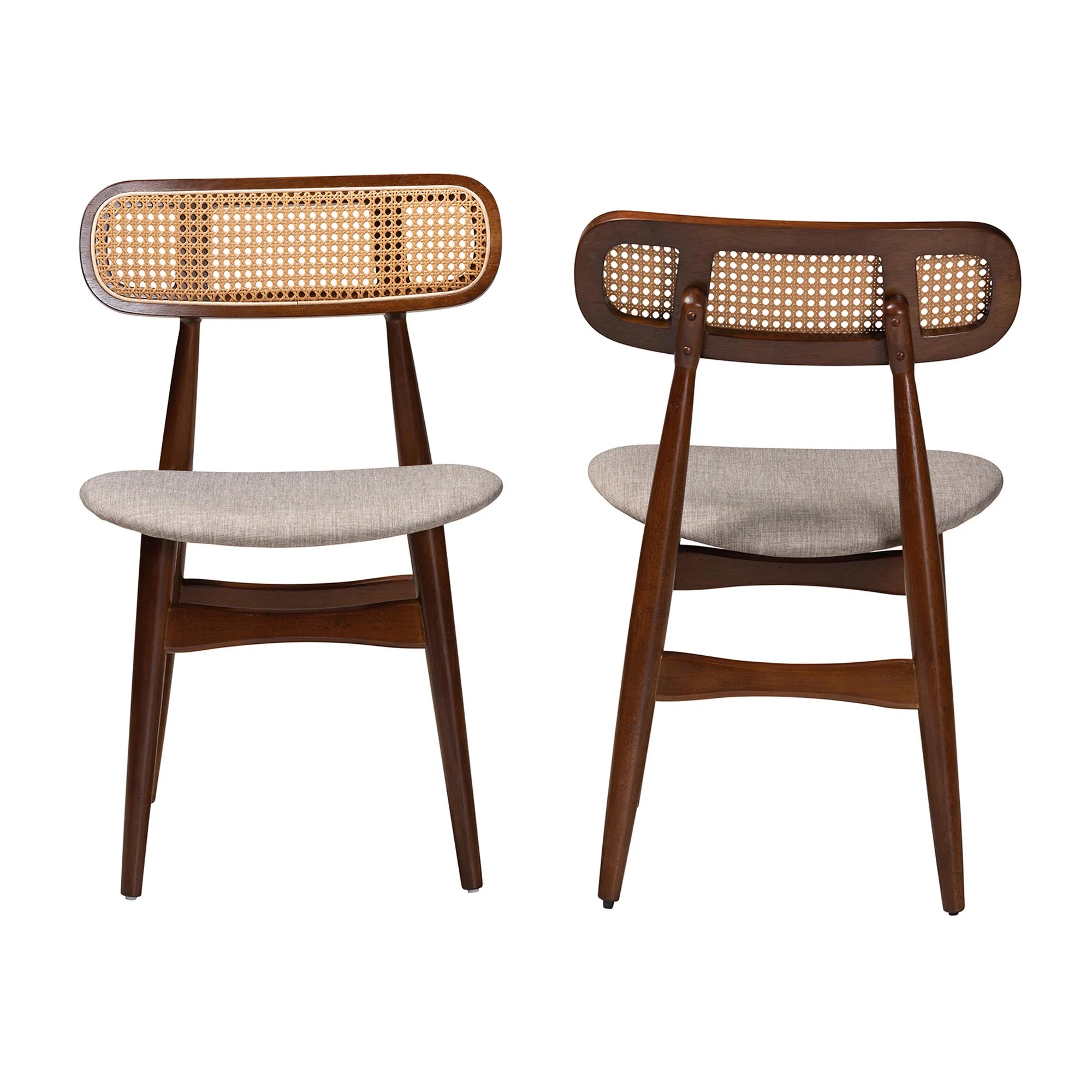 Baxton Studio Tarana Mid-Century Modern Grey Fabric and Walnut Brown Finished Wood 2-Piece Dining Chair Set - Image 3