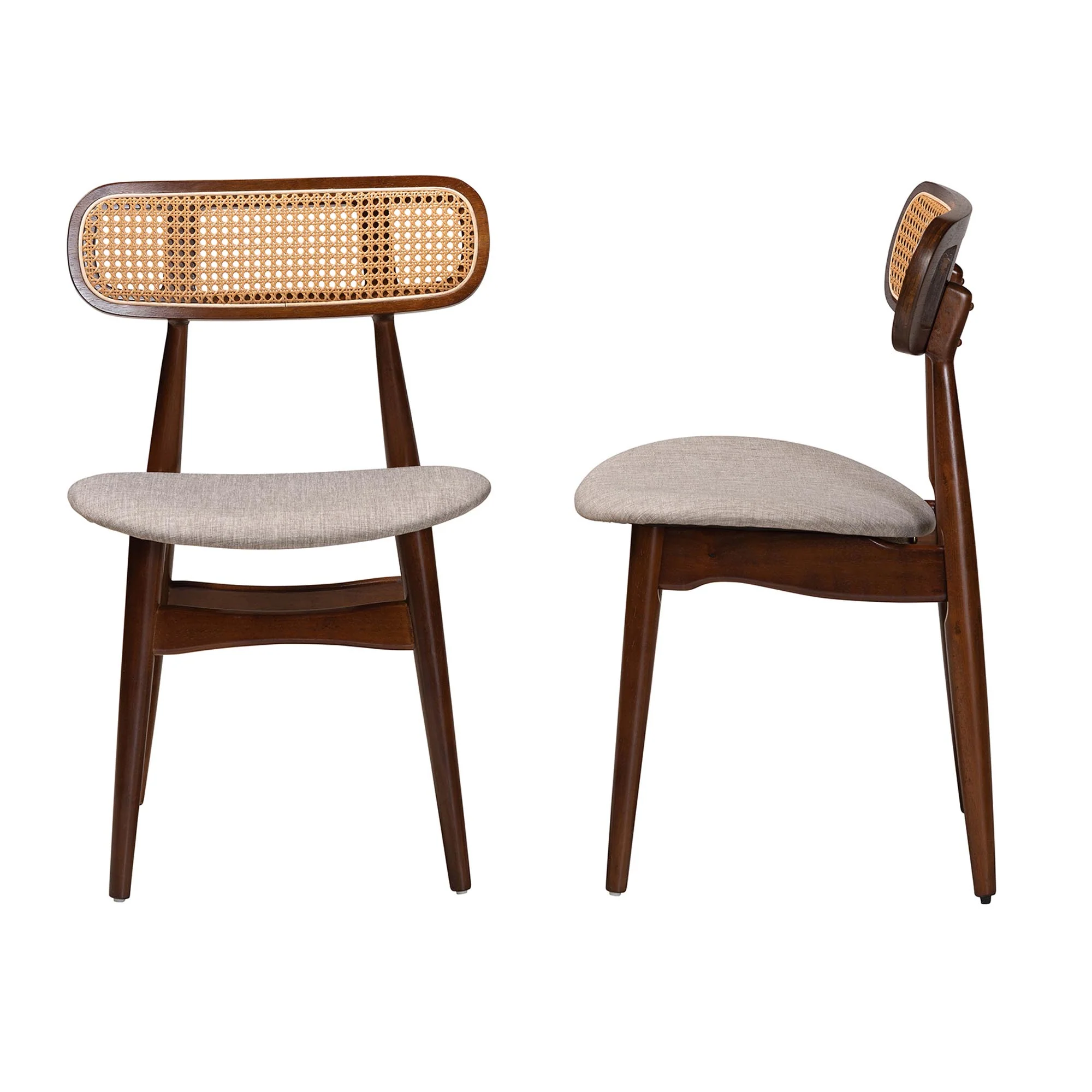 Baxton Studio Tarana Mid-Century Modern Grey Fabric and Walnut Brown Finished Wood 2-Piece Dining Chair Set - Image 4