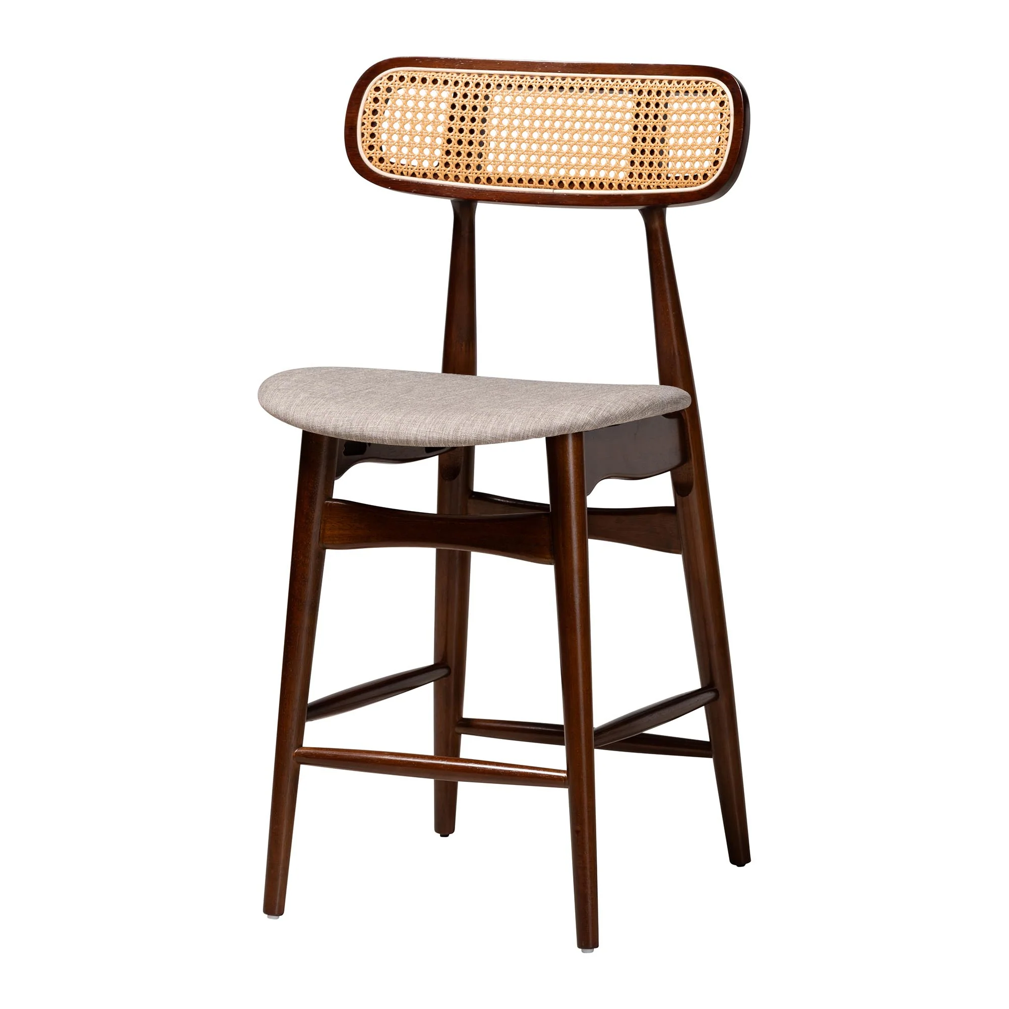 Baxton Studio Tarana Mid-Century Modern Grey Fabric and Walnut Brown Finished Wood 5-Piece Pub Set - Image 3
