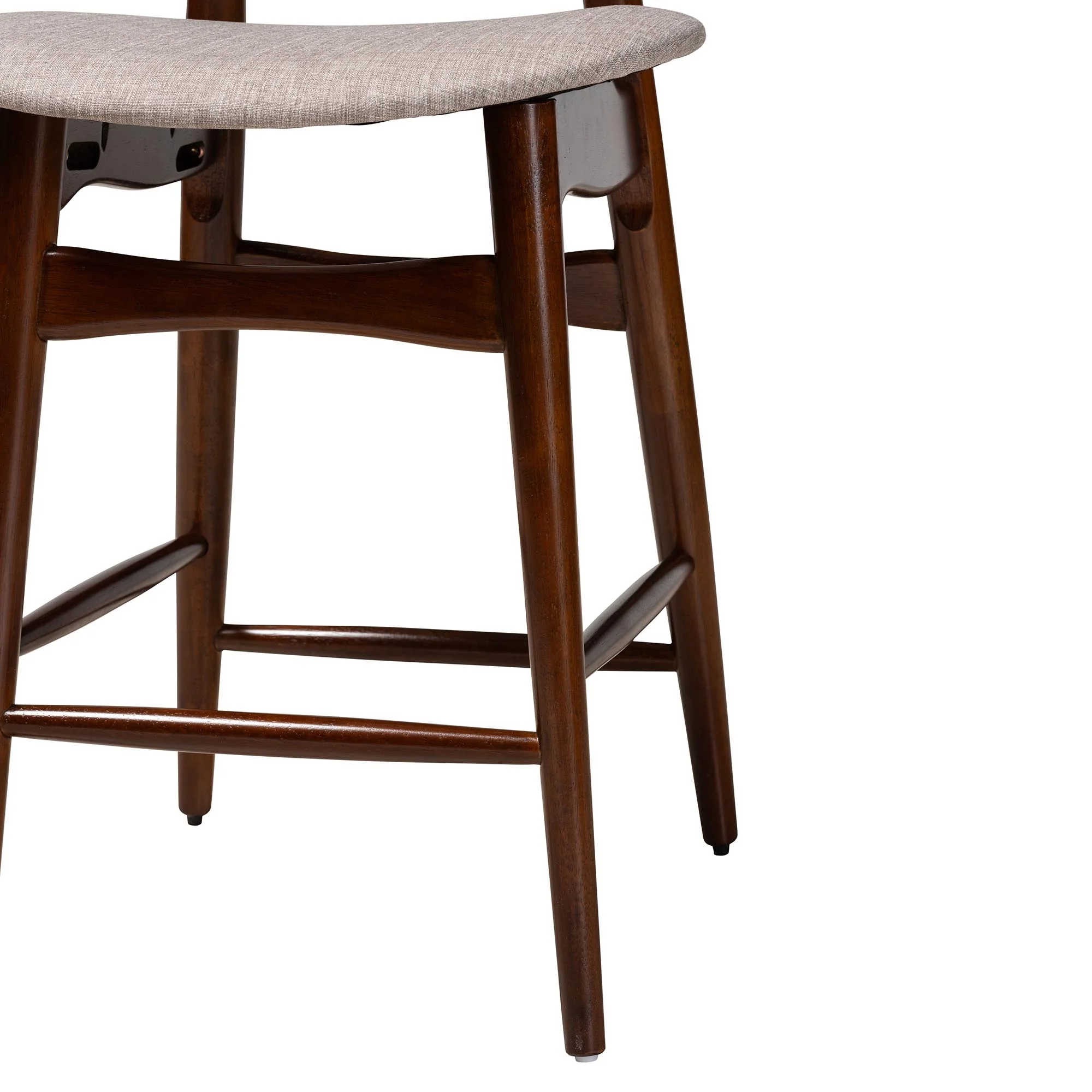 Baxton Studio Tarana Mid-Century Modern Grey Fabric and Walnut Brown Finished Wood 5-Piece Pub Set - Image 7