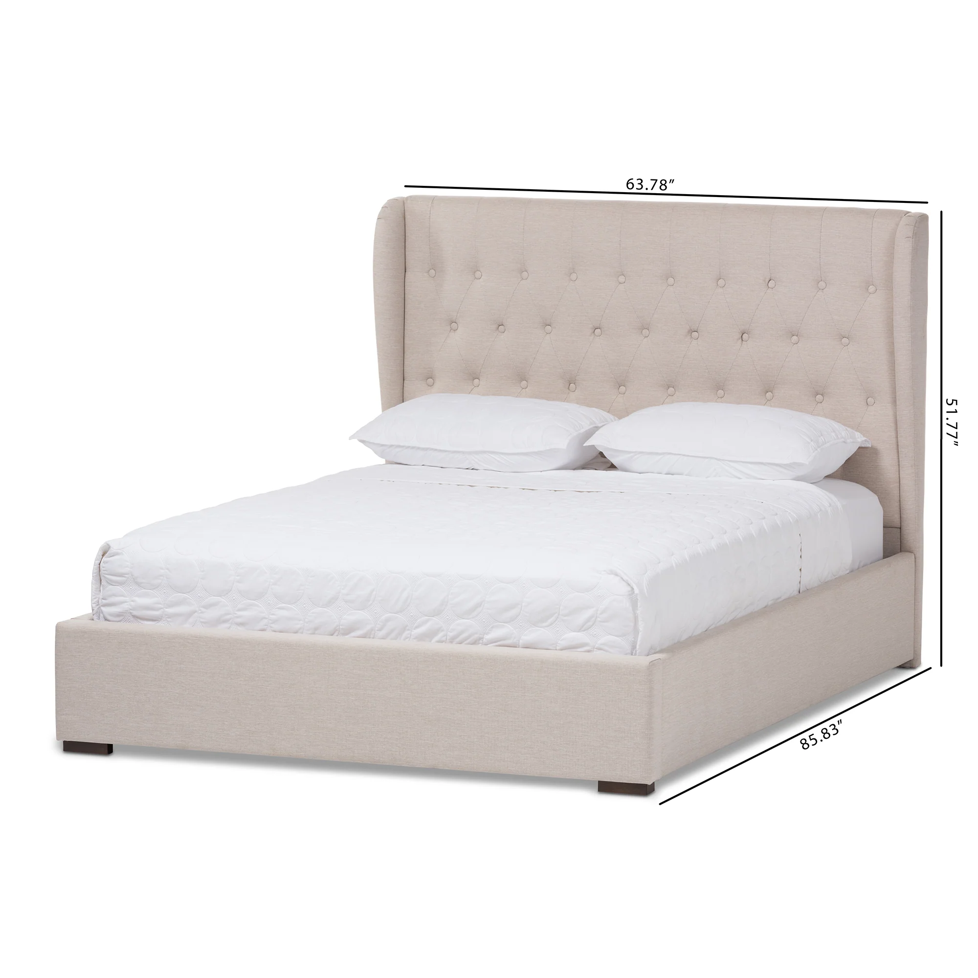 Baxton Studio Taylor Modern and Contemporary Light Beige Fabric Queen Size Gas-Lift Platform Bed - Image 10