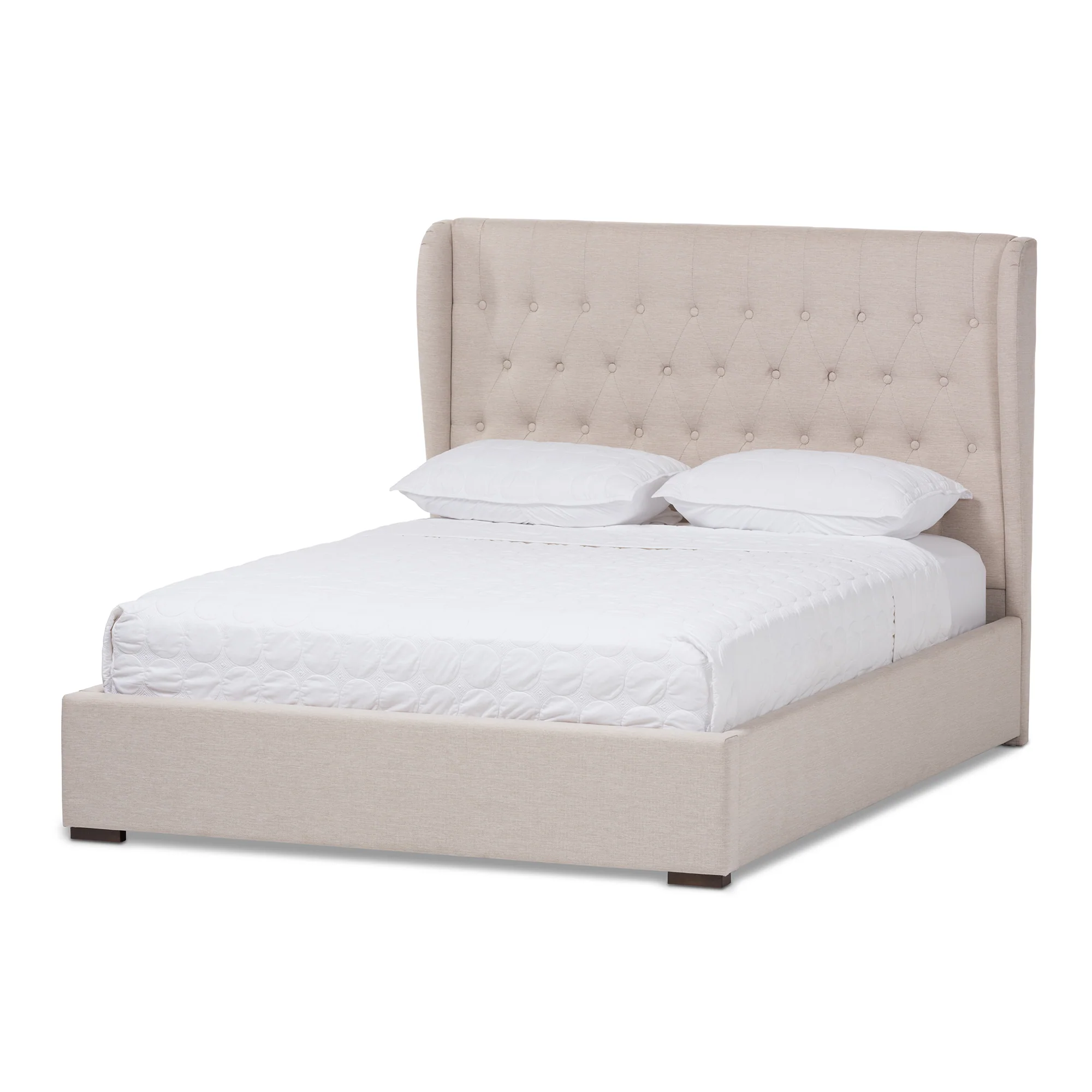 Baxton Studio Taylor Modern and Contemporary Light Beige Fabric Queen Size Gas-Lift Platform Bed - Image 2