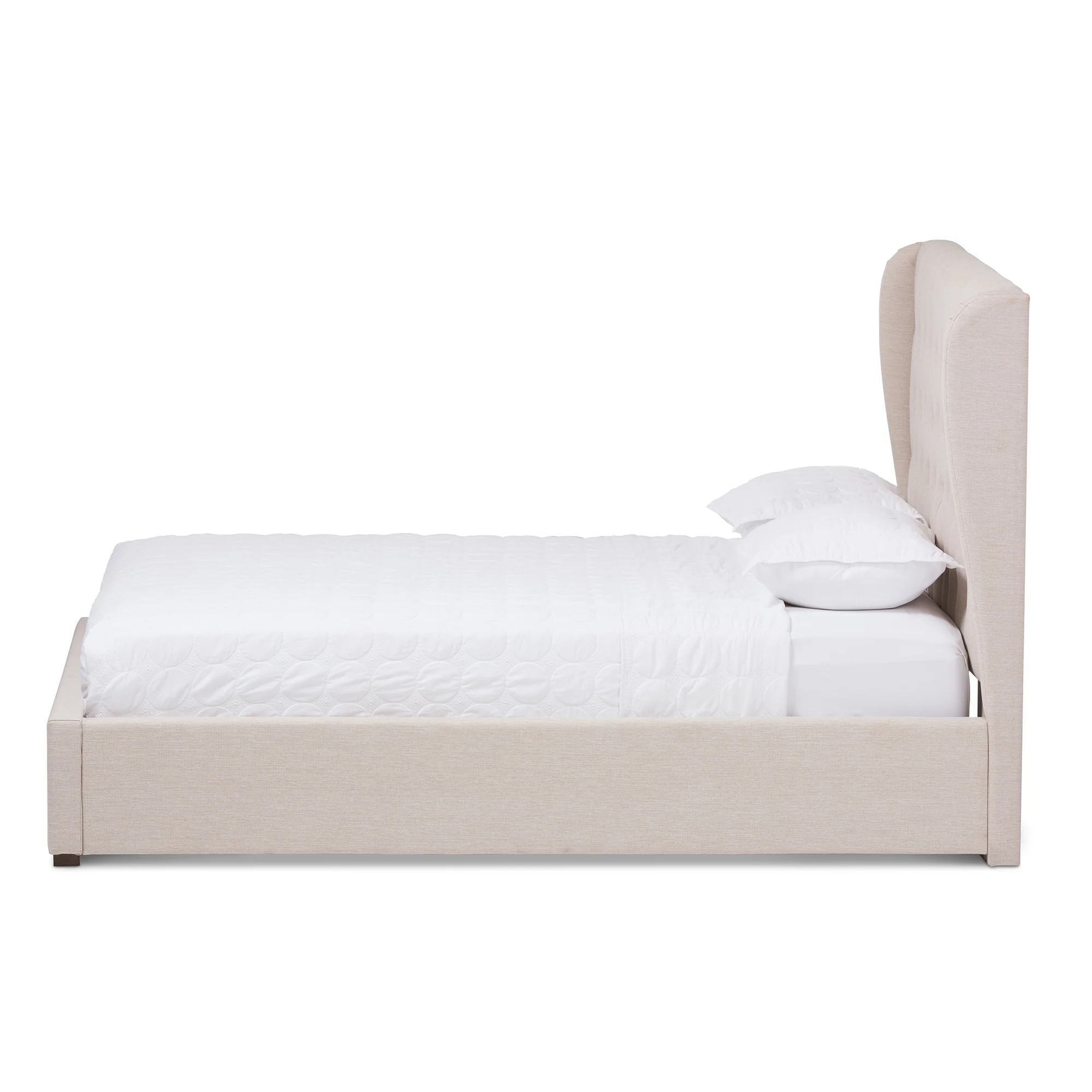 Baxton Studio Taylor Modern and Contemporary Light Beige Fabric Queen Size Gas-Lift Platform Bed - Image 4