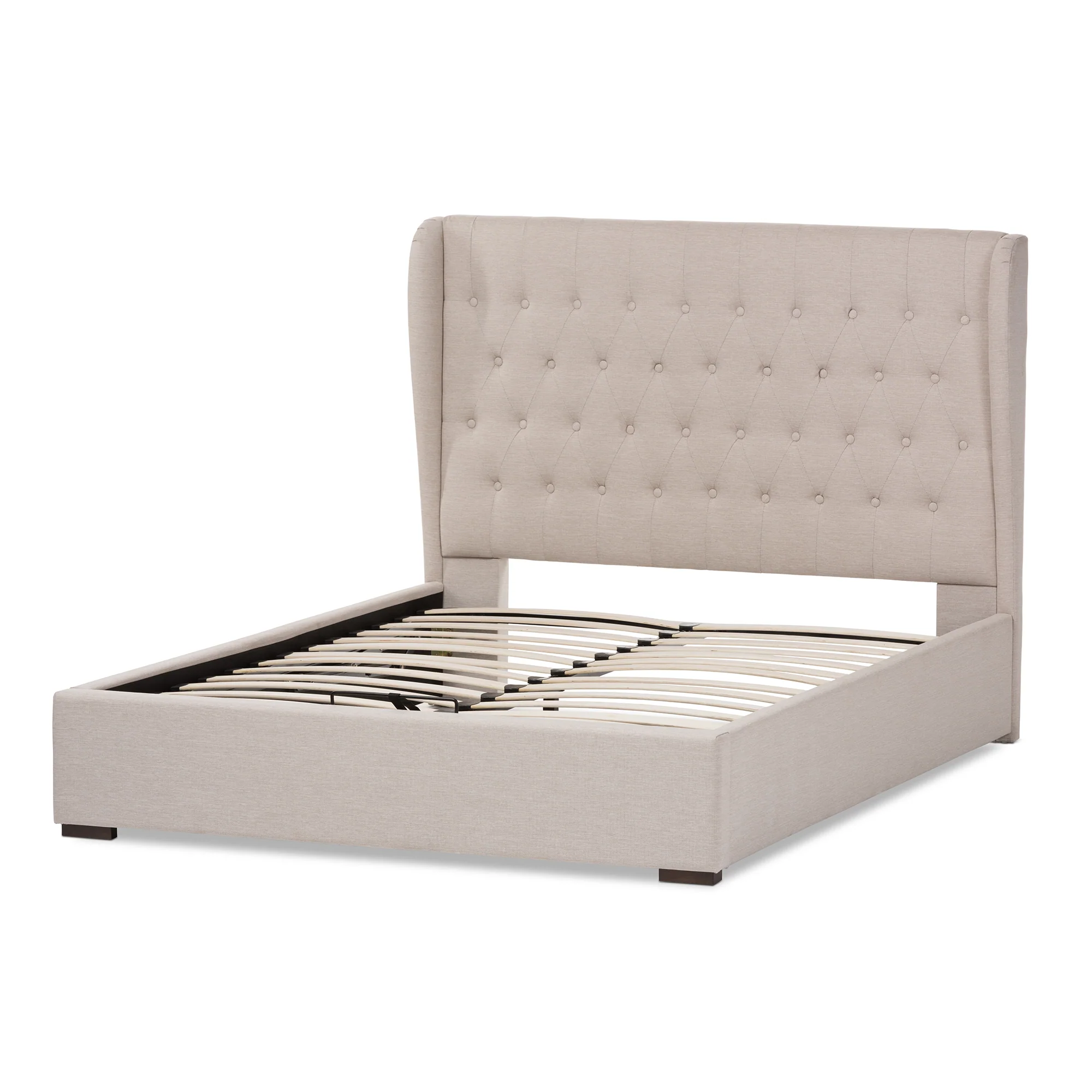 Baxton Studio Taylor Modern and Contemporary Light Beige Fabric Queen Size Gas-Lift Platform Bed - Image 5