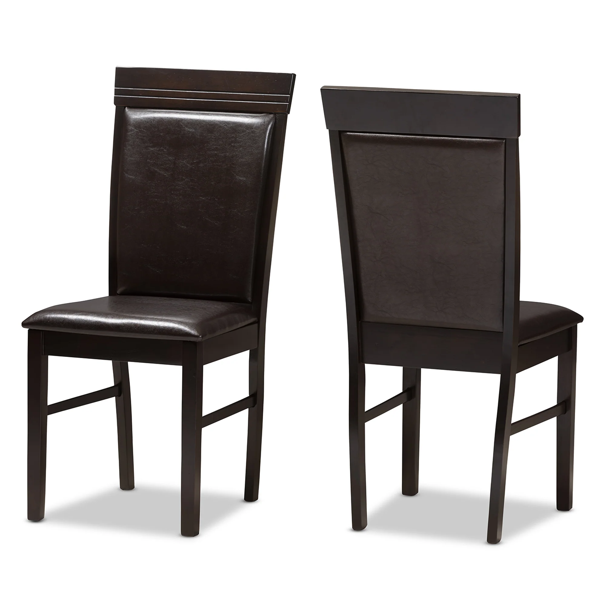 Baxton Studio Thea Modern and Contemporary Dark Brown Faux Leather Upholstered Dining Chair (Set of 2) - Image 2