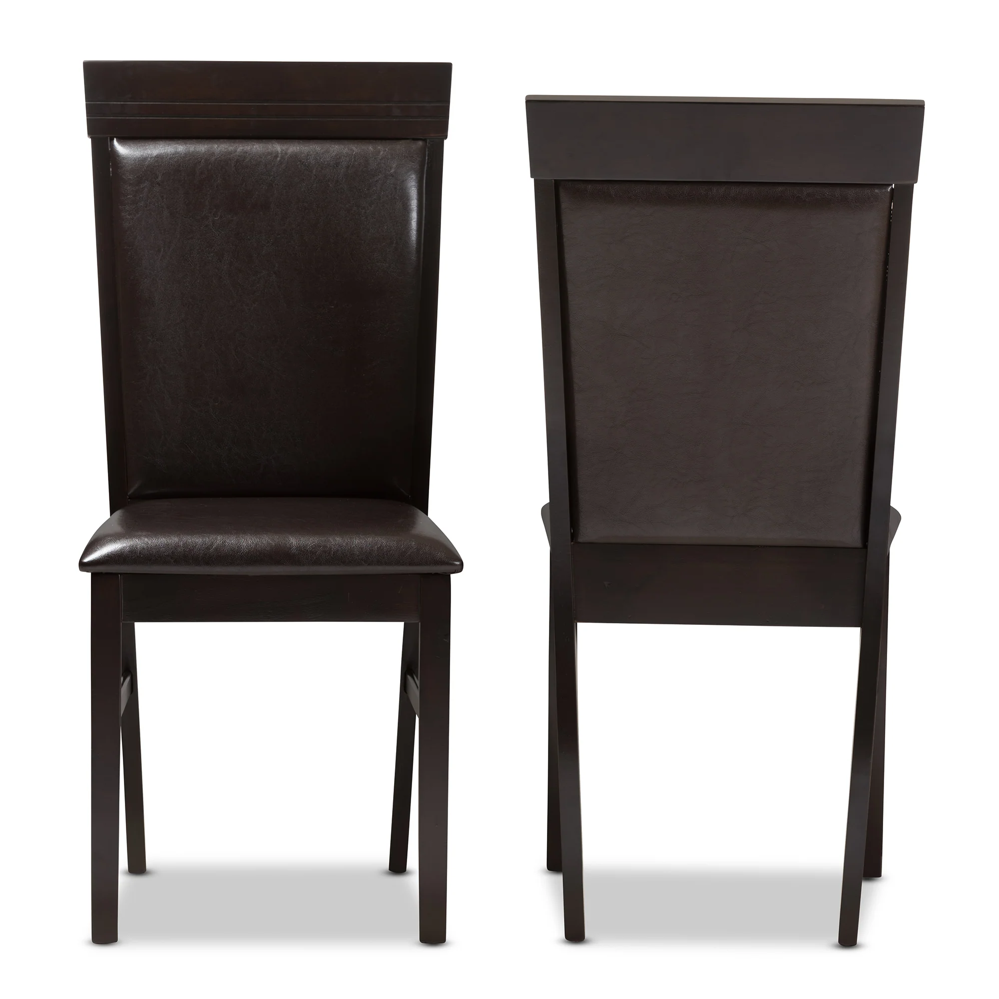 Baxton Studio Thea Modern and Contemporary Dark Brown Faux Leather Upholstered Dining Chair (Set of 2) - Image 3