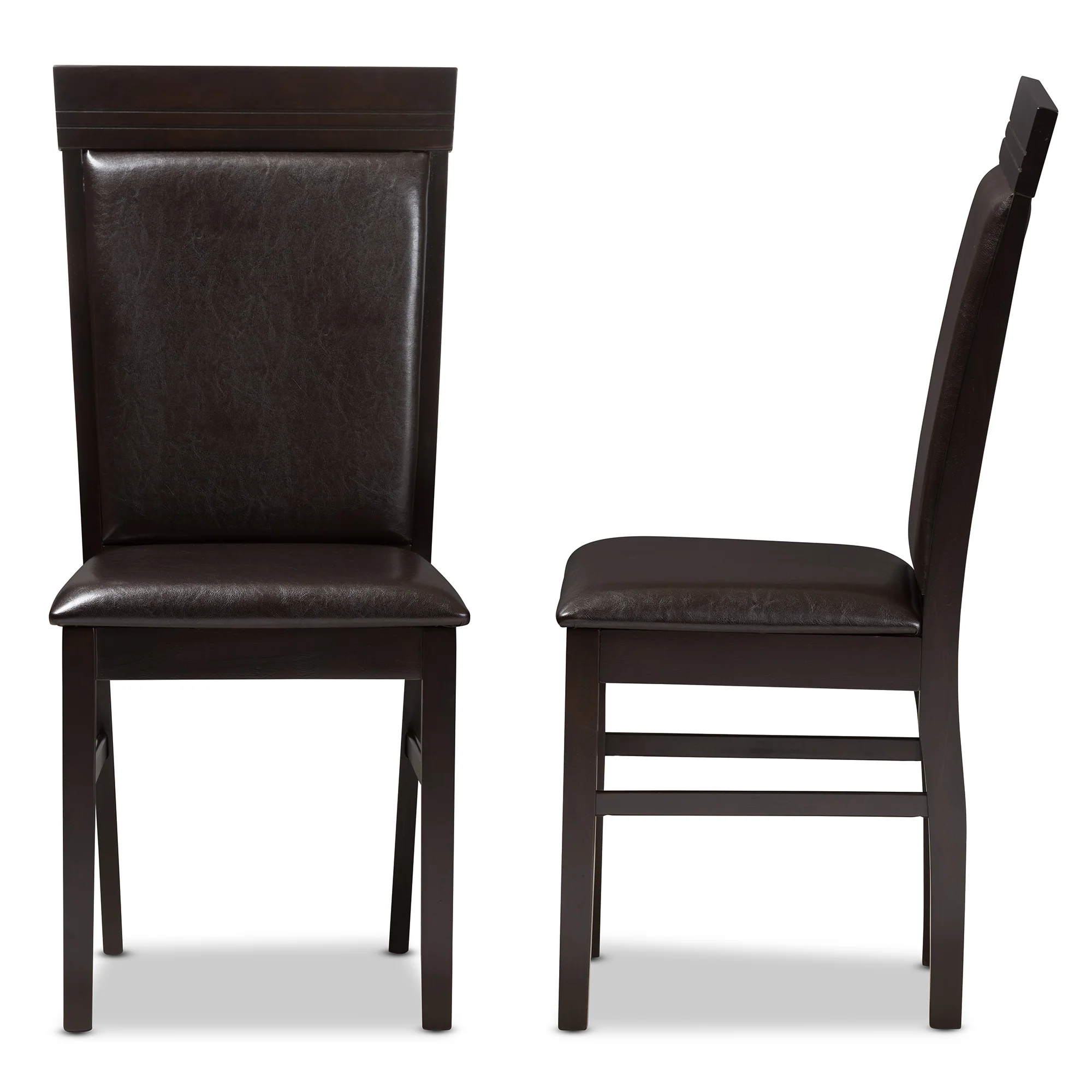 Baxton Studio Thea Modern and Contemporary Dark Brown Faux Leather Upholstered Dining Chair (Set of 2) - Image 4