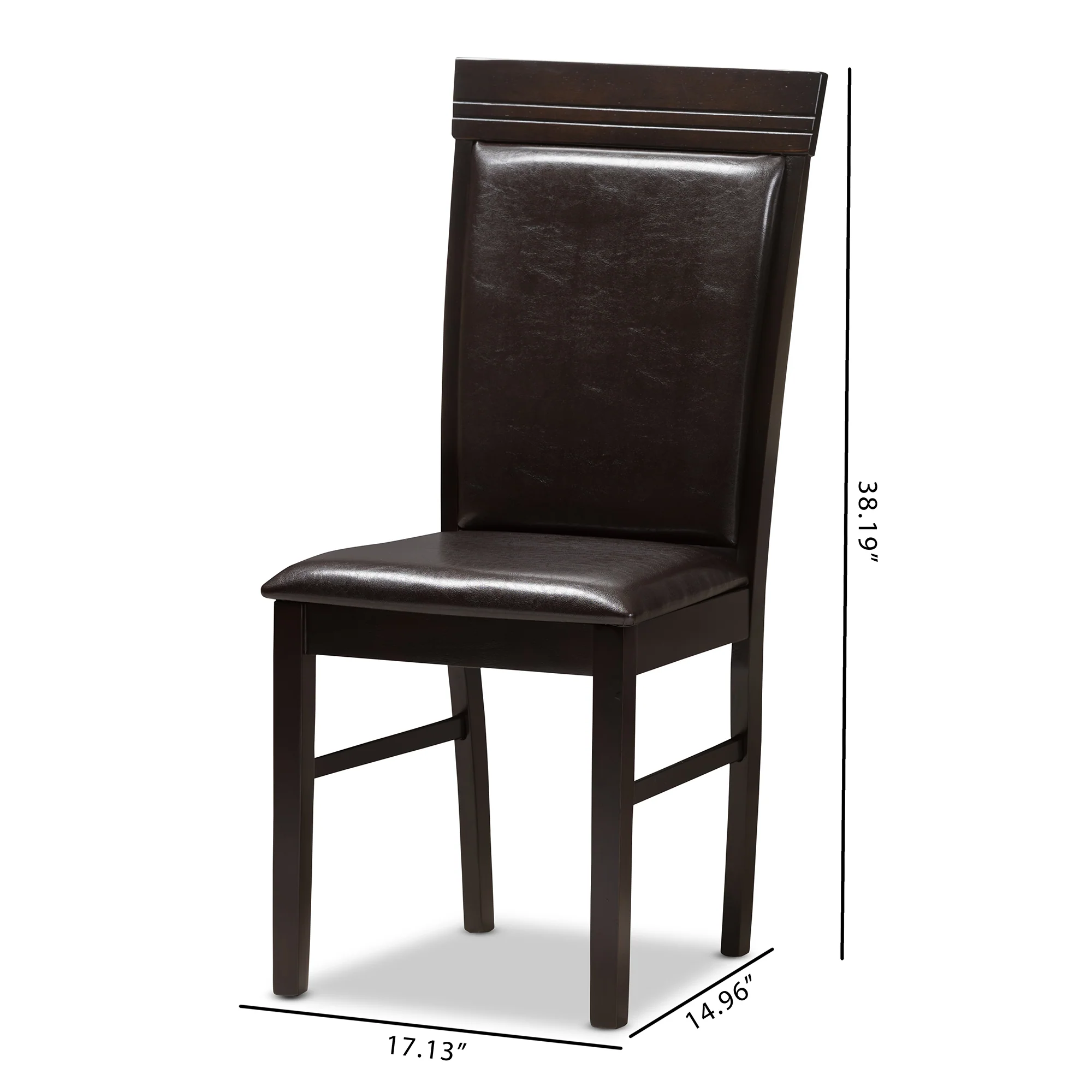 Baxton Studio Thea Modern and Contemporary Dark Brown Faux Leather Upholstered Dining Chair (Set of 2) - Image 7