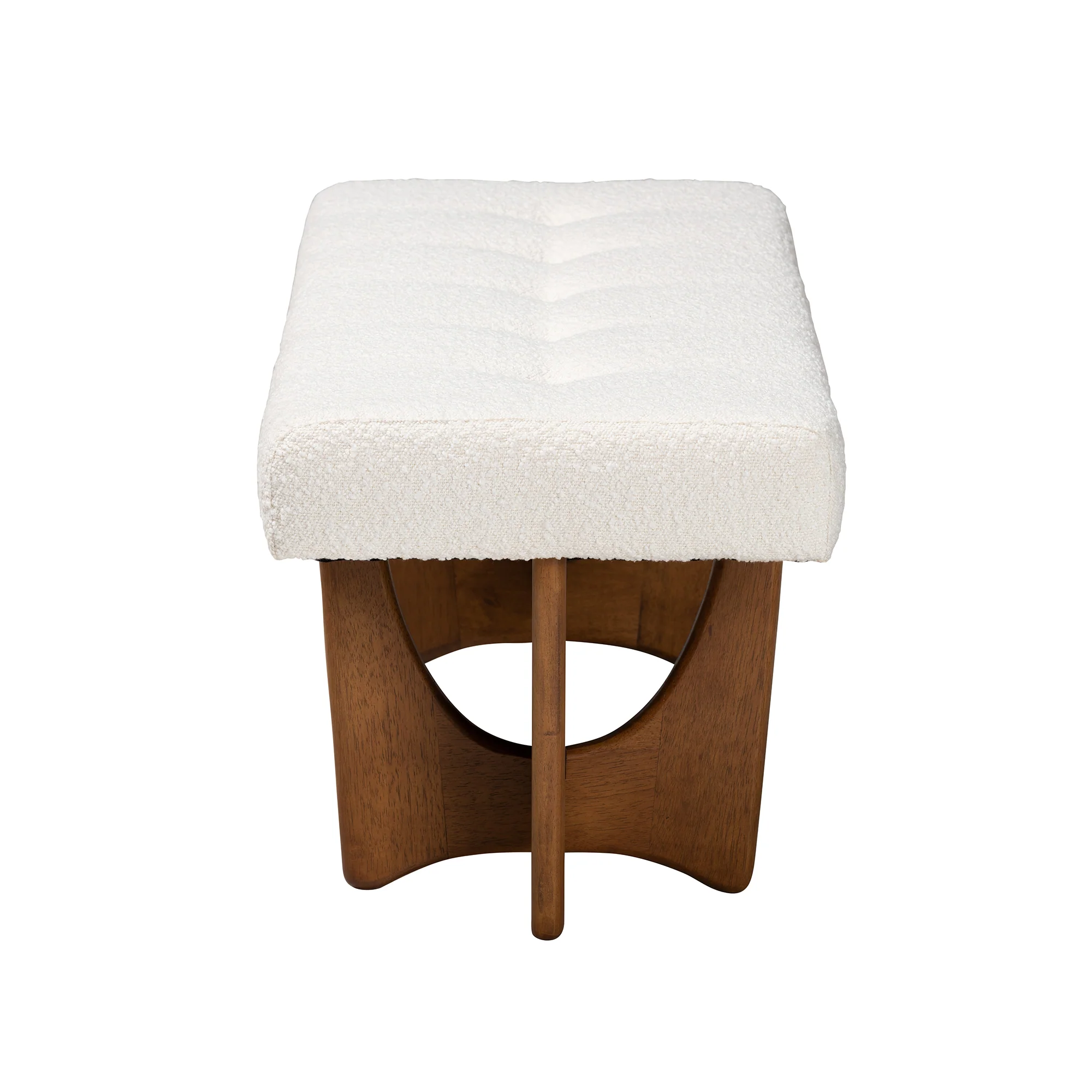 Baxton Studio Theo Japandi Cream Boucle Fabric and Walnut Brown Finished Wood Bench - Image 4