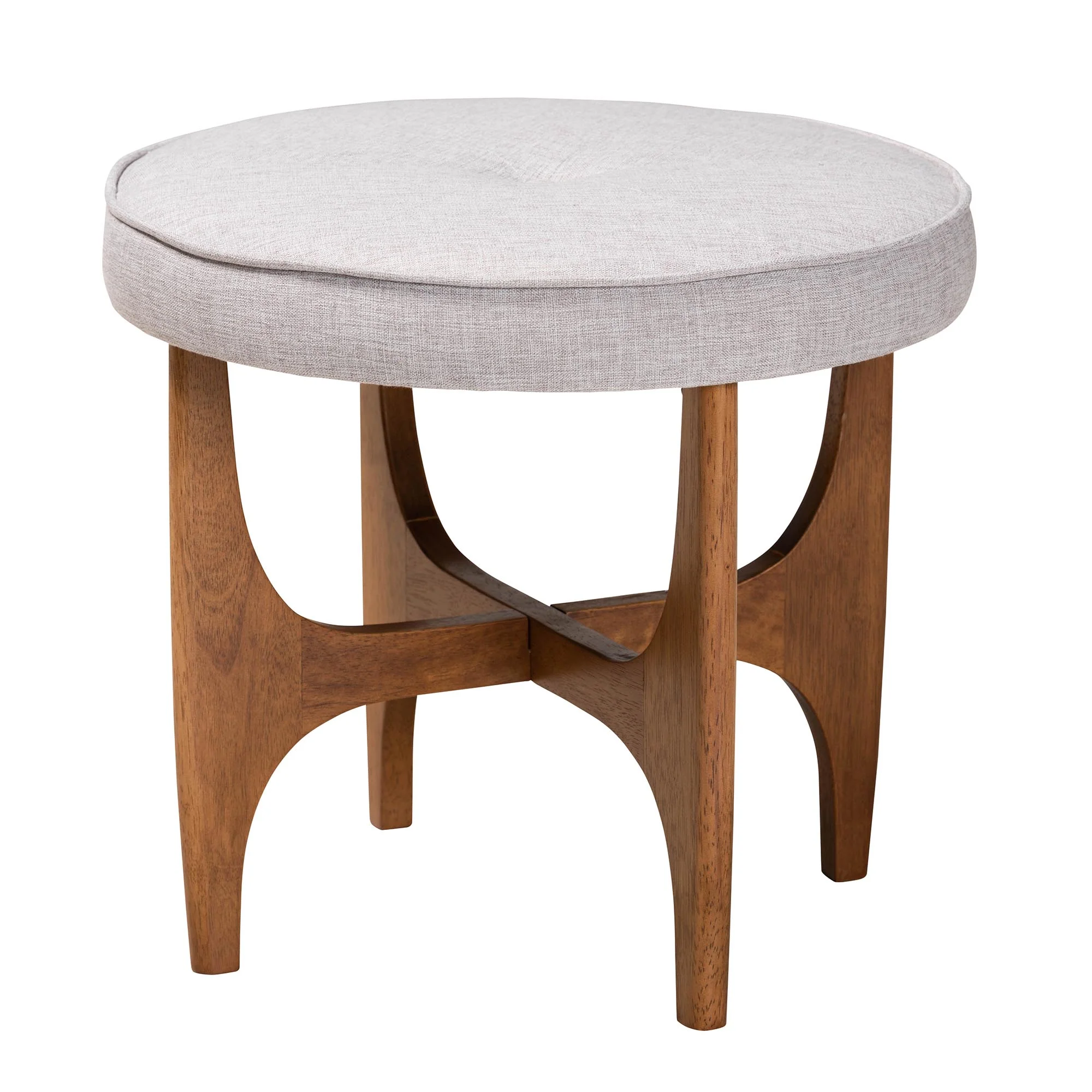 Baxton Studio Theo Japandi Dark Grey Fabric and Walnut Brown Finished Wood Ottoman Footstool - Image 10