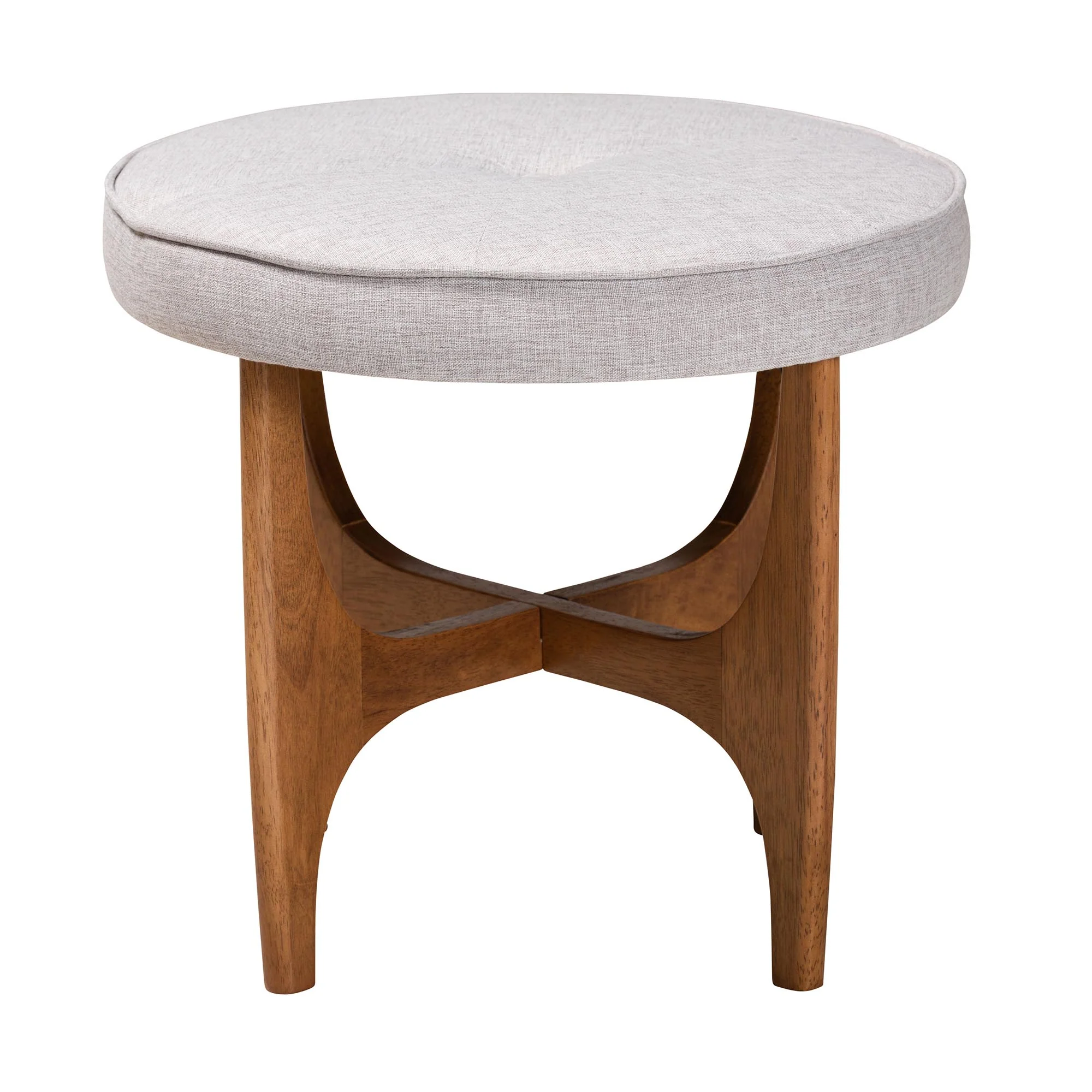 Baxton Studio Theo Japandi Dark Grey Fabric and Walnut Brown Finished Wood Ottoman Footstool - Image 11