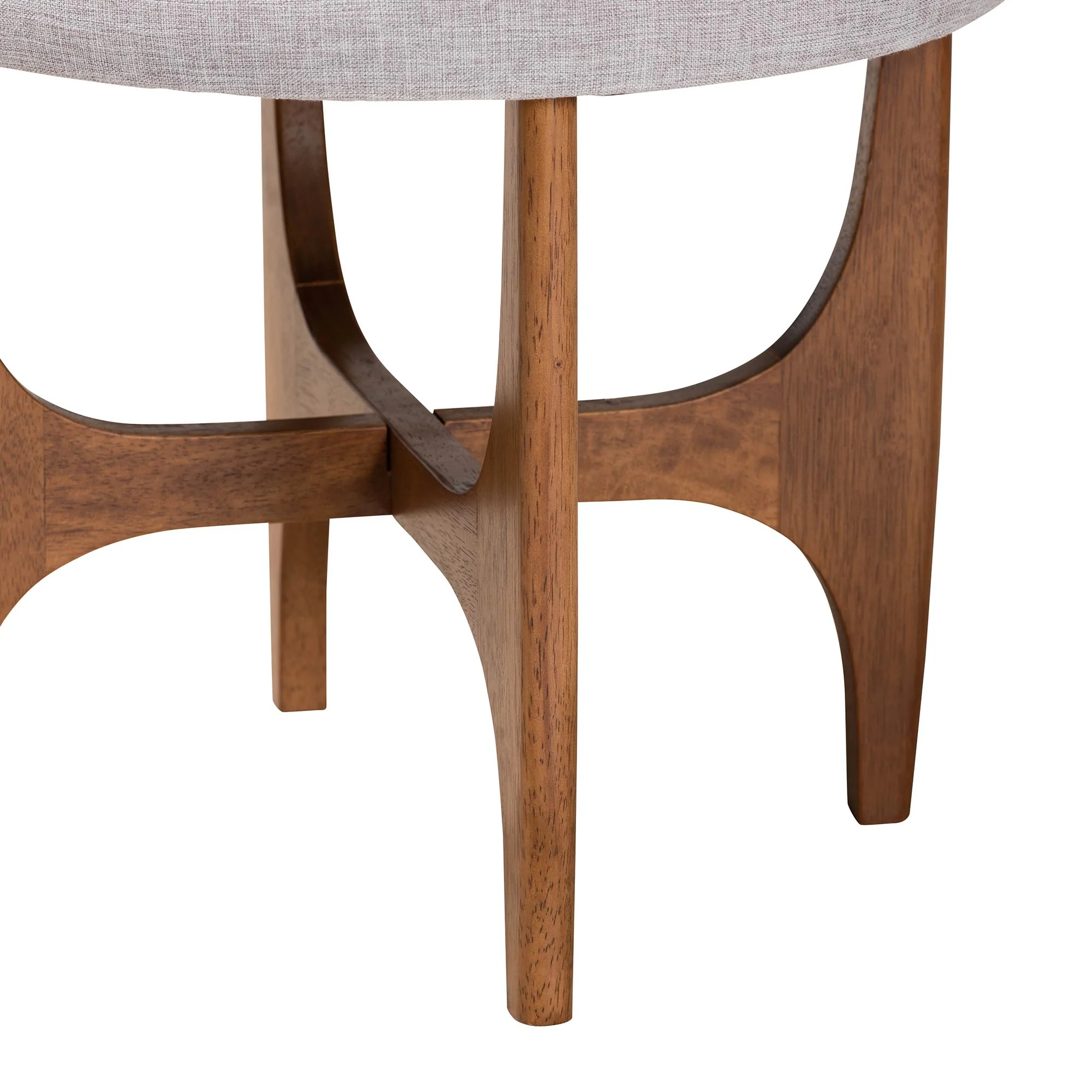 Baxton Studio Theo Japandi Dark Grey Fabric and Walnut Brown Finished Wood Ottoman Footstool - Image 12