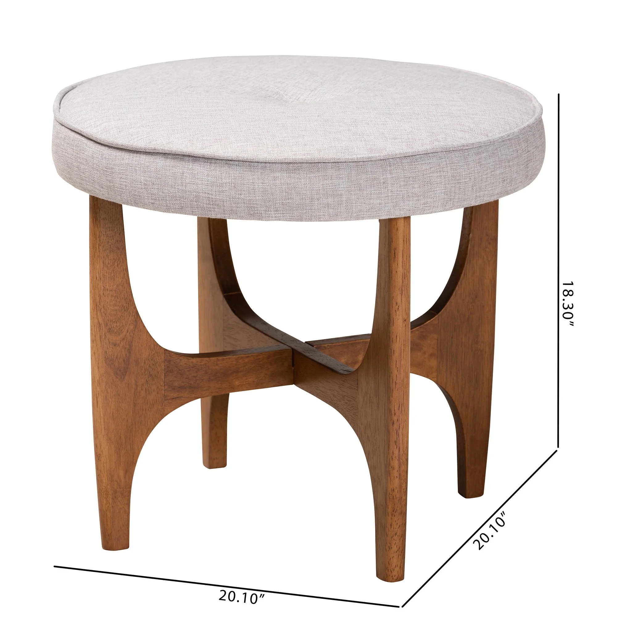 Baxton Studio Theo Japandi Dark Grey Fabric and Walnut Brown Finished Wood Ottoman Footstool - Image 16