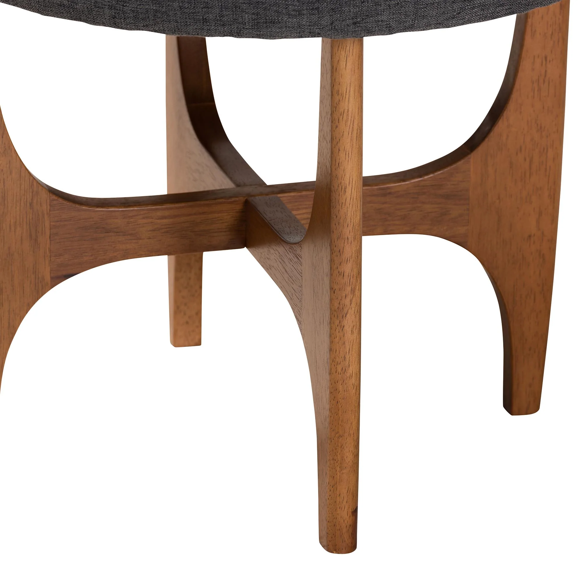 Baxton Studio Theo Japandi Dark Grey Fabric and Walnut Brown Finished Wood Ottoman Footstool - Image 4