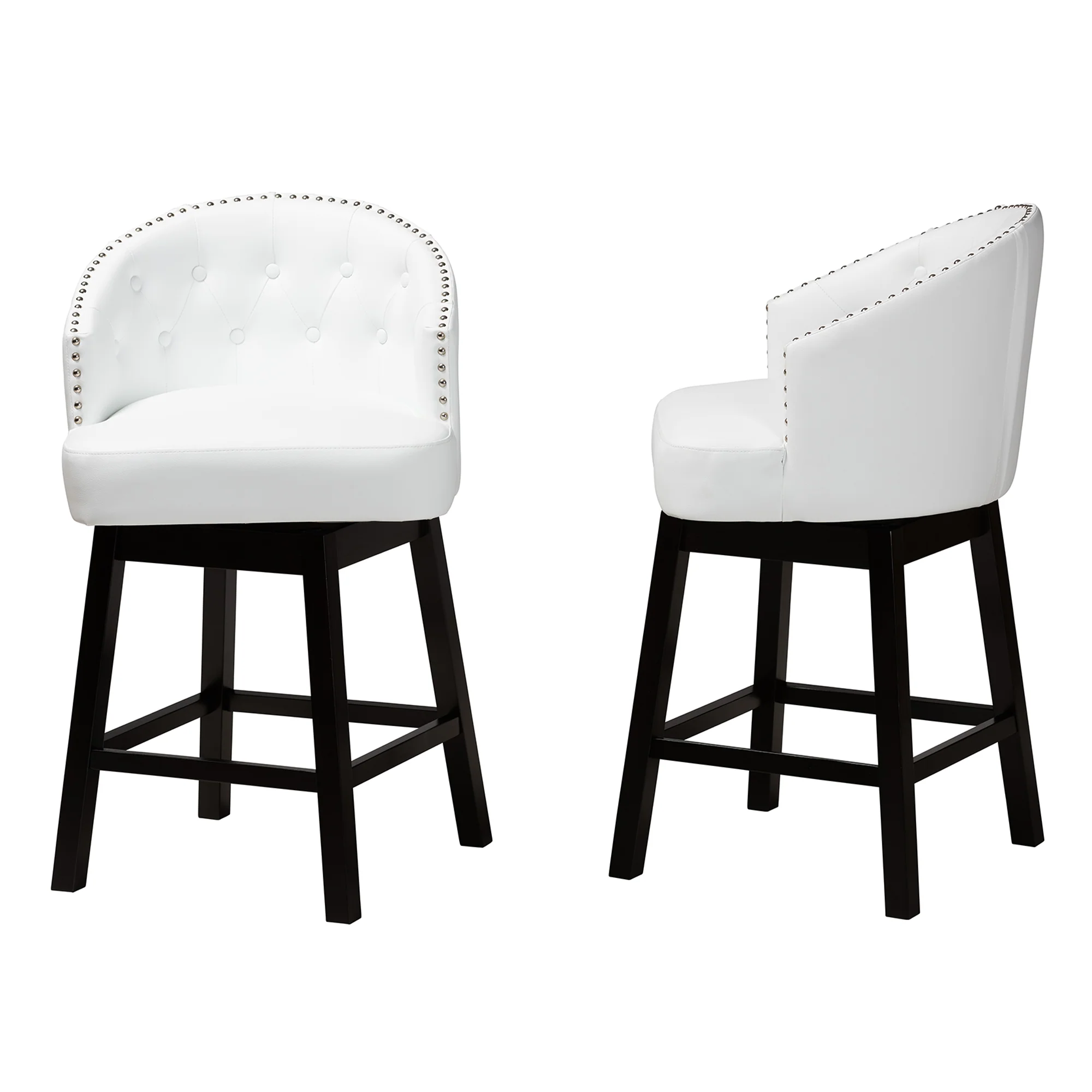Baxton Studio Theron Mid-Century Transitional Dark Brown Faux Leather and Espresso Brown Finished Wood 2-Piece Swivel Counter Stool Set - Image 13