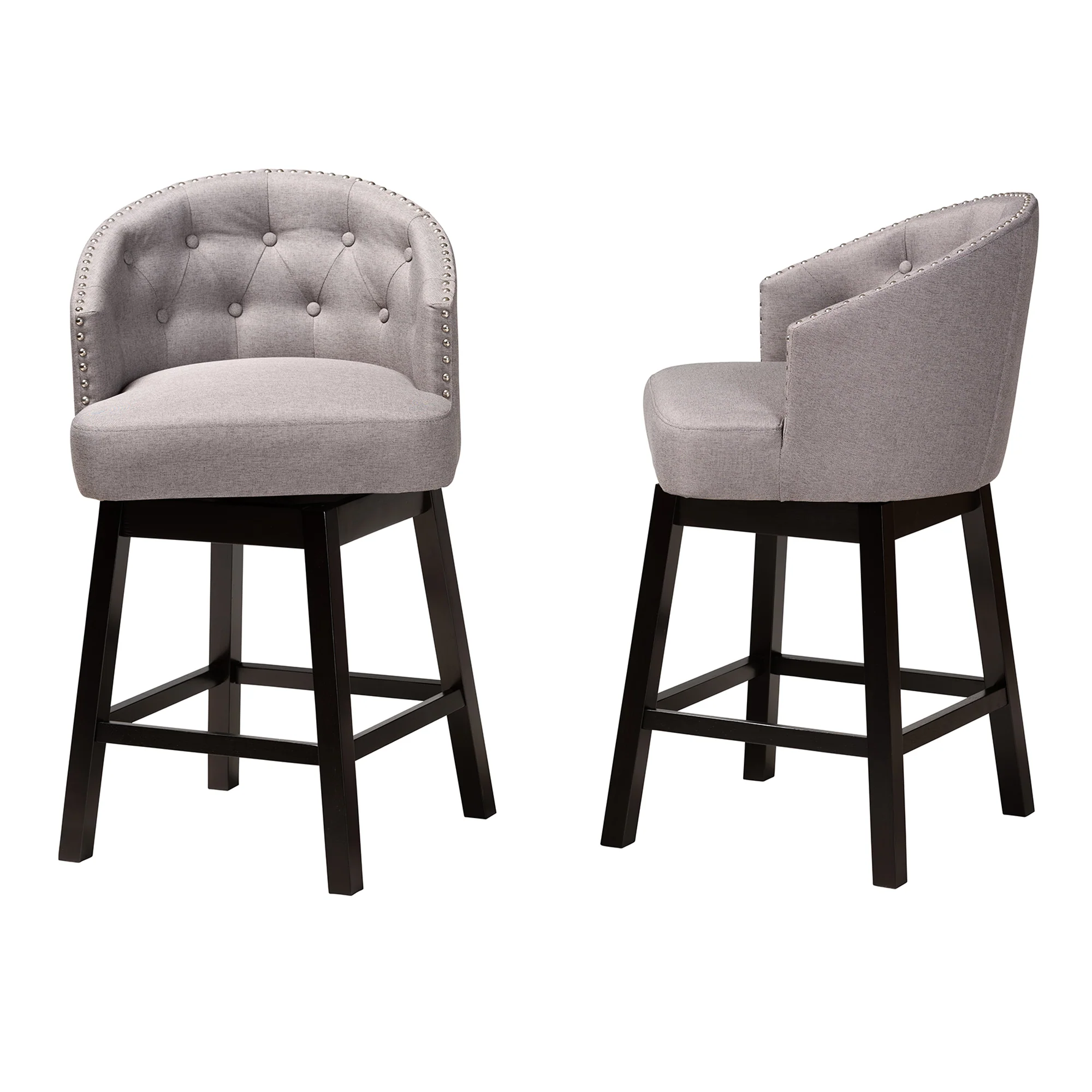 Baxton Studio Theron Mid-Century Transitional Dark Brown Faux Leather and Espresso Brown Finished Wood 2-Piece Swivel Counter Stool Set - Image 22