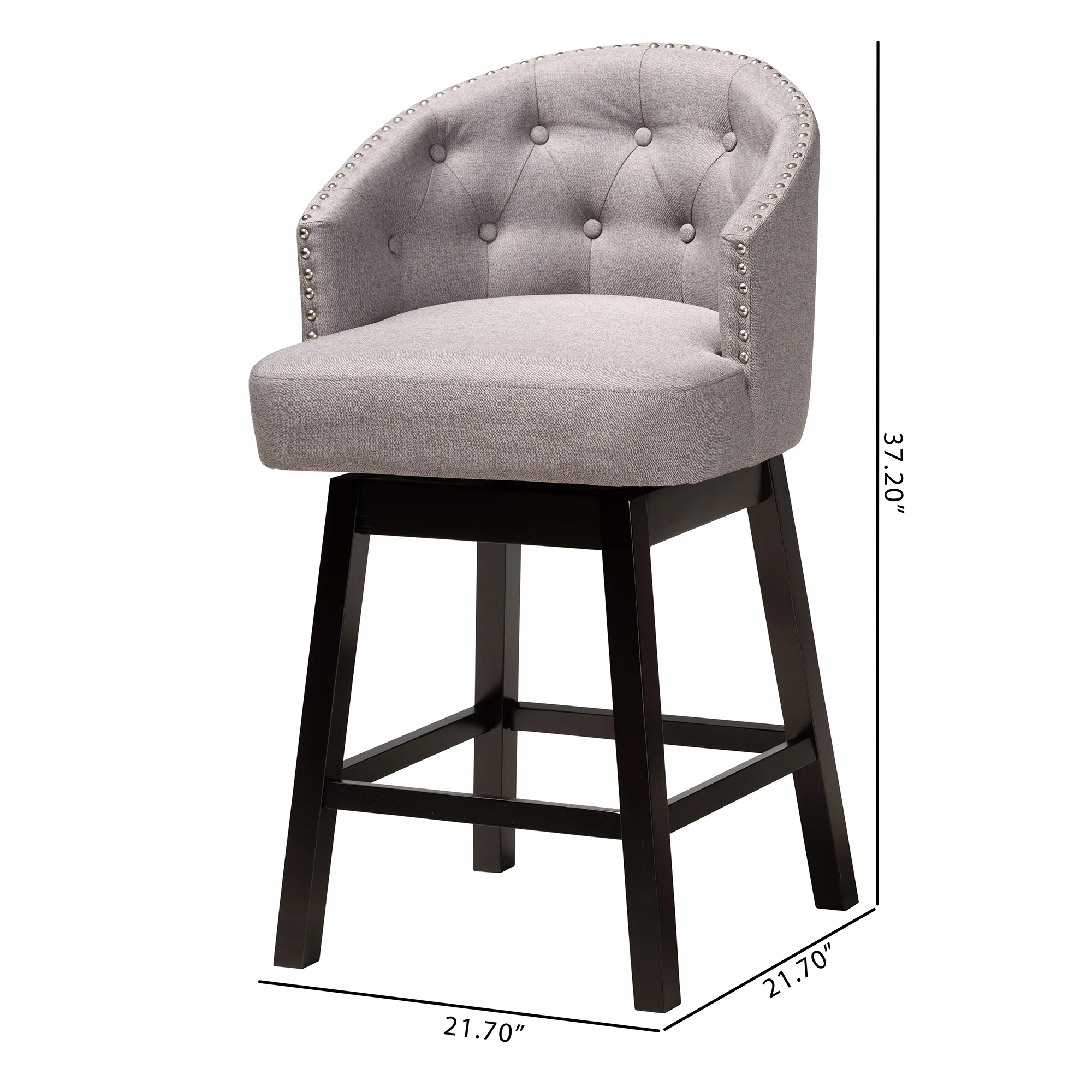 Baxton Studio Theron Mid-Century Transitional Dark Brown Faux Leather and Espresso Brown Finished Wood 2-Piece Swivel Counter Stool Set - Image 26