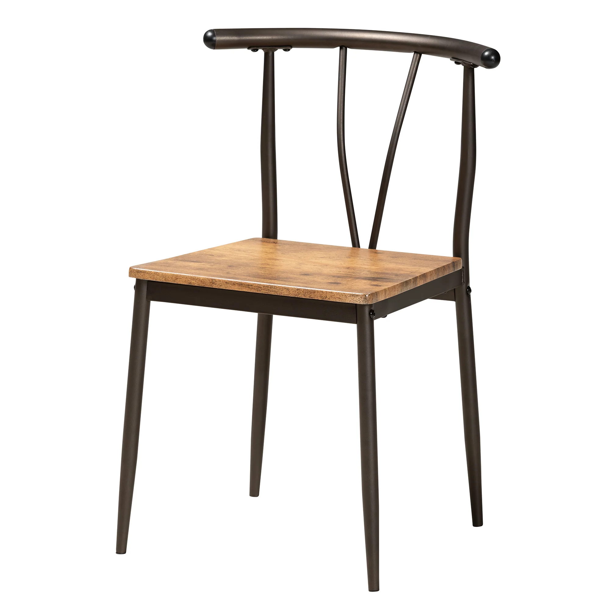 Baxton Studio Tilda Modern Industrial Natural Brown Finished Wood and Dark Bronze Metal 5-Piece Dining Set - Image 3