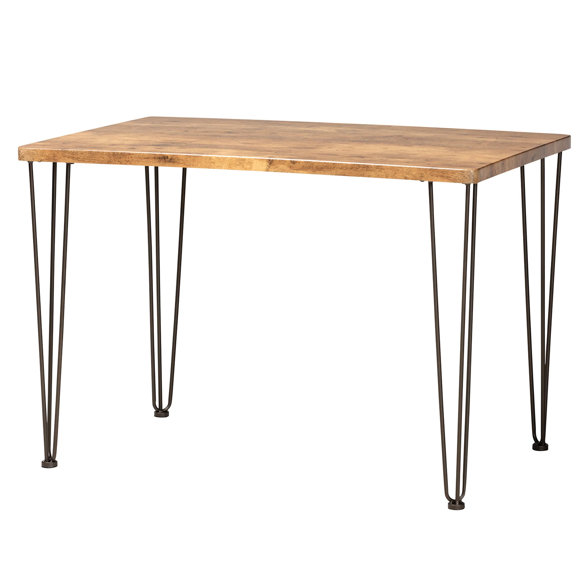 Baxton Studio Tilda Modern Industrial Natural Brown Finished Wood and Dark Bronze Metal 5-Piece Dining Set - Image 4