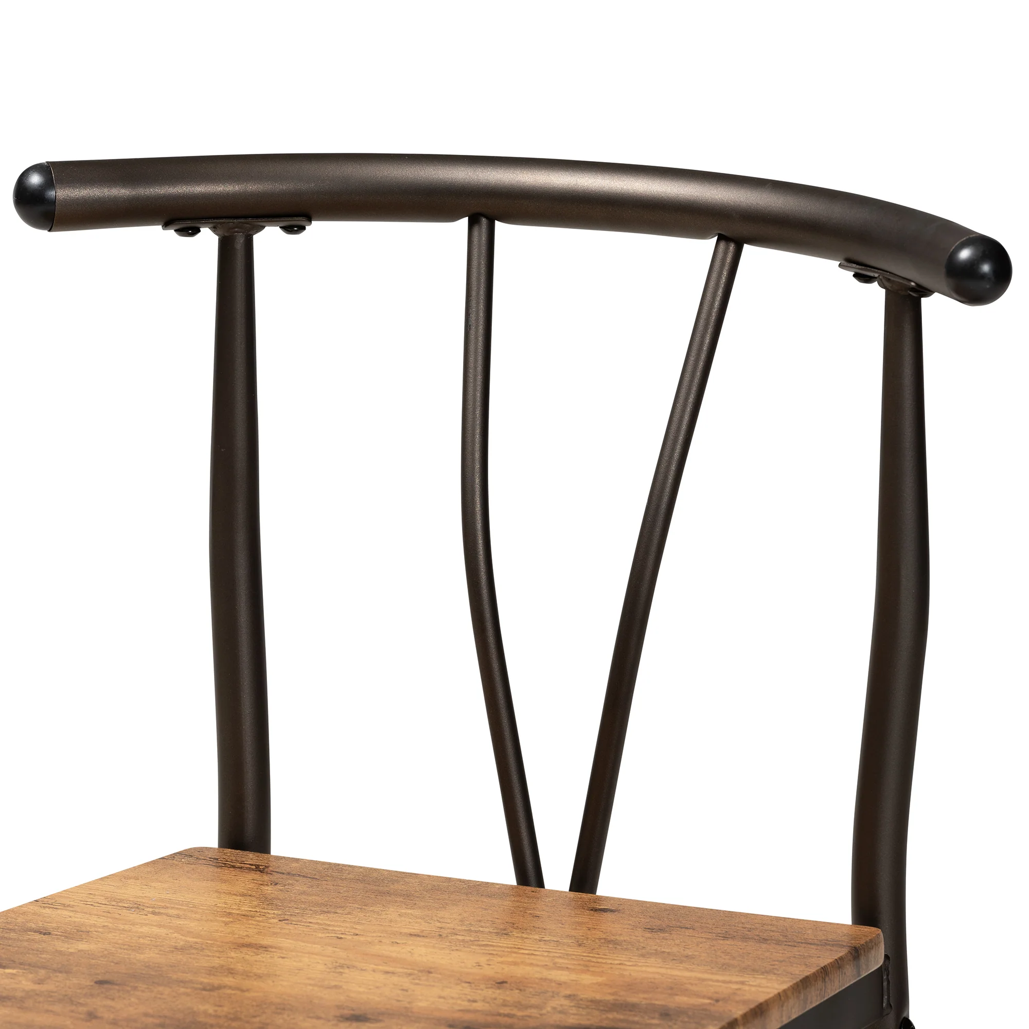 Baxton Studio Tilda Modern Industrial Natural Brown Finished Wood and Dark Bronze Metal 5-Piece Dining Set - Image 7