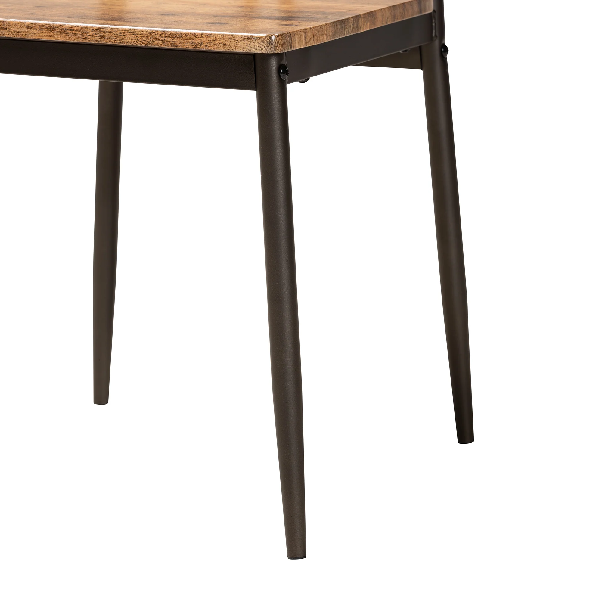 Baxton Studio Tilda Modern Industrial Natural Brown Finished Wood and Dark Bronze Metal 5-Piece Dining Set - Image 8