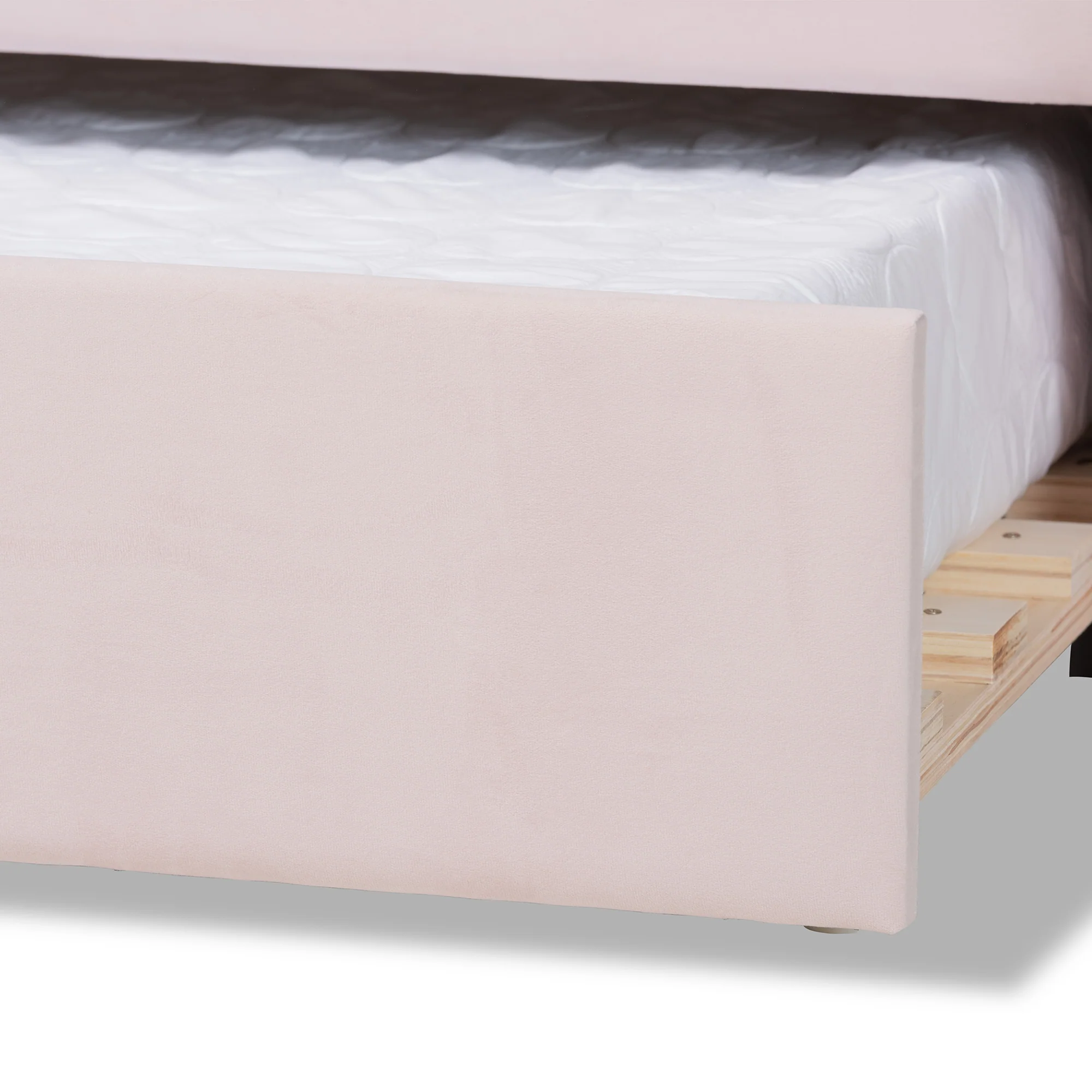 Baxton Studio Timila Modern and Contemporary Light Pink Velvet Fabric Upholstered Queen Size Daybed with Trundle - Image 10