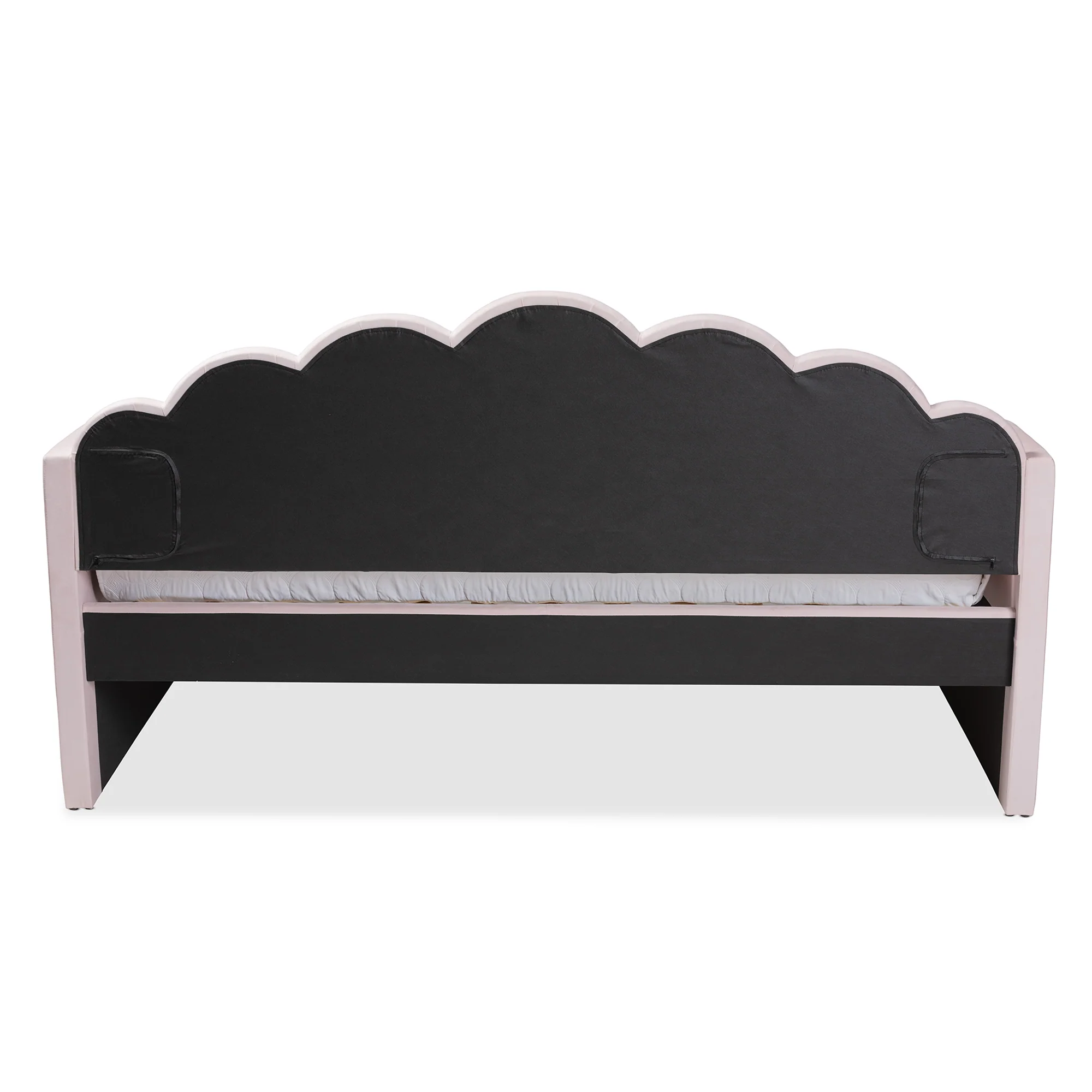 Baxton Studio Timila Modern and Contemporary Light Pink Velvet Fabric Upholstered Queen Size Daybed with Trundle - Image 5