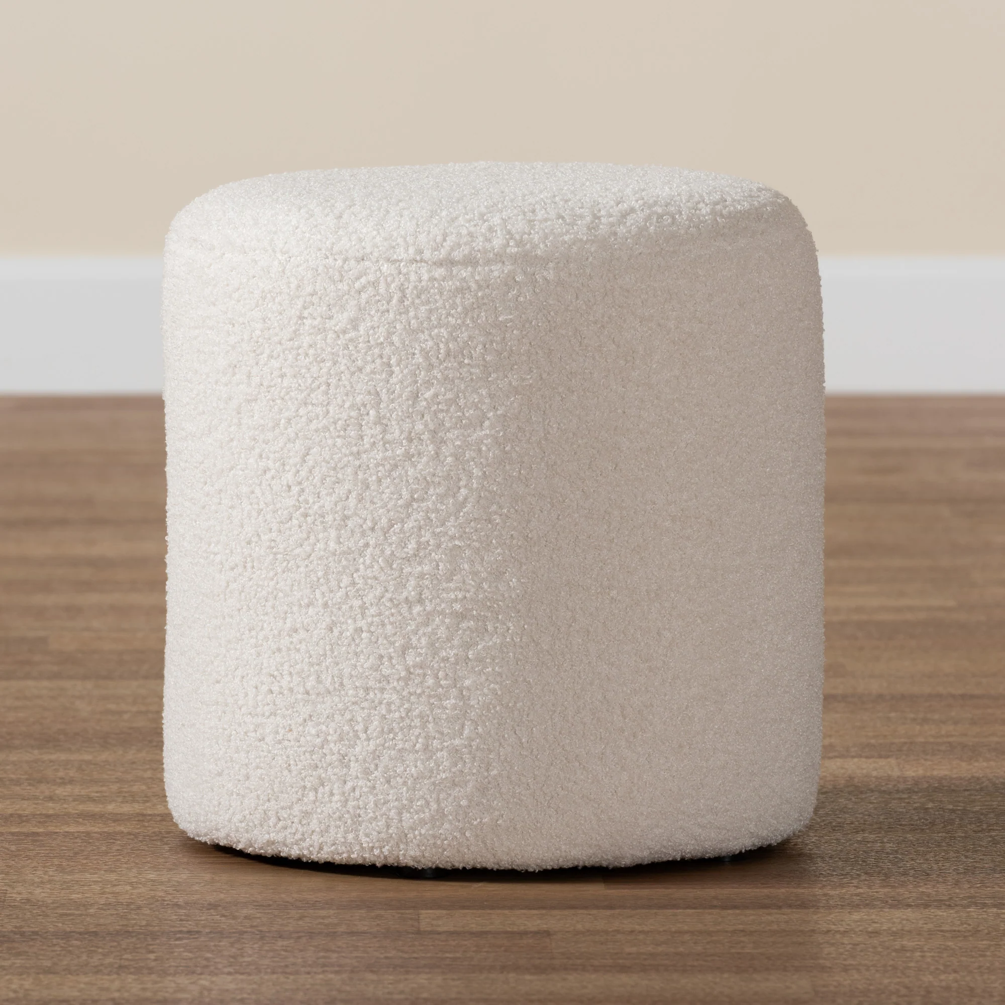 Baxton Studio Tori Modern and Contemporary Ivory Boucle Upholstered Ottoman - Image 5