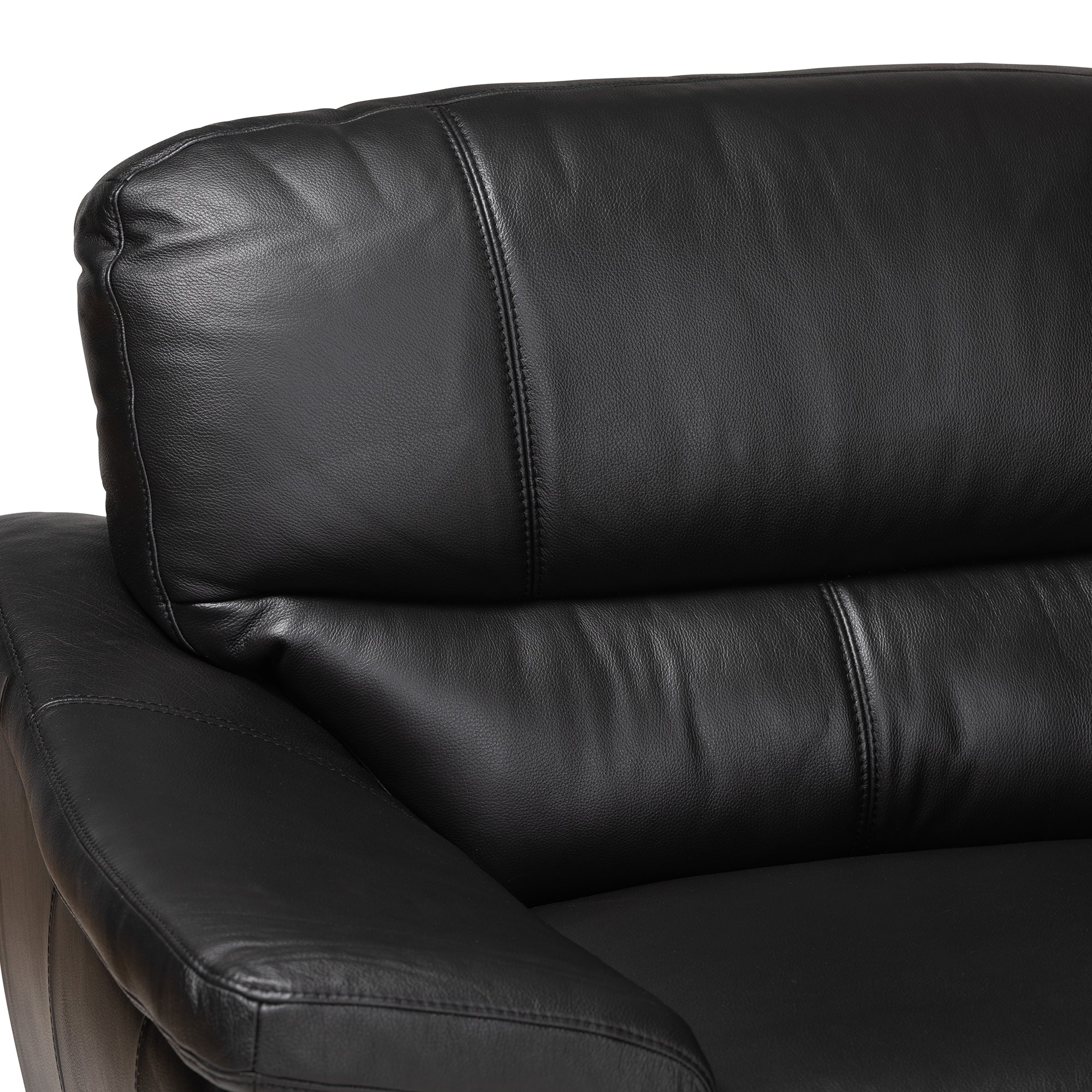 Baxton Studio Townsend Modern Black Full Leather Sectional Sofa with Right Facing Chaise - Image 3