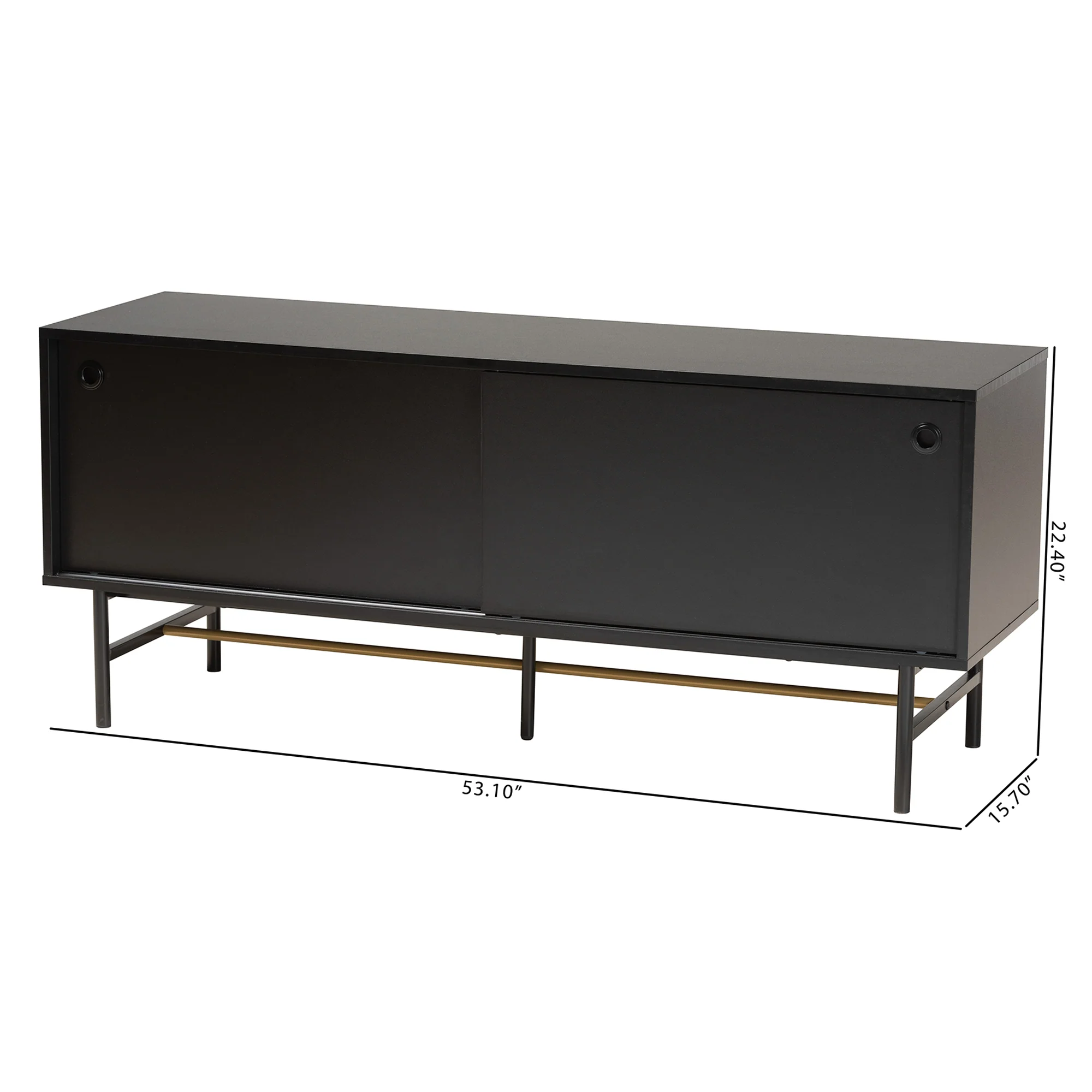 Baxton Studio Truett Modern Dark Brown Finished Wood and Two-Tone Black and Gold Metal TV Stand - Image 10