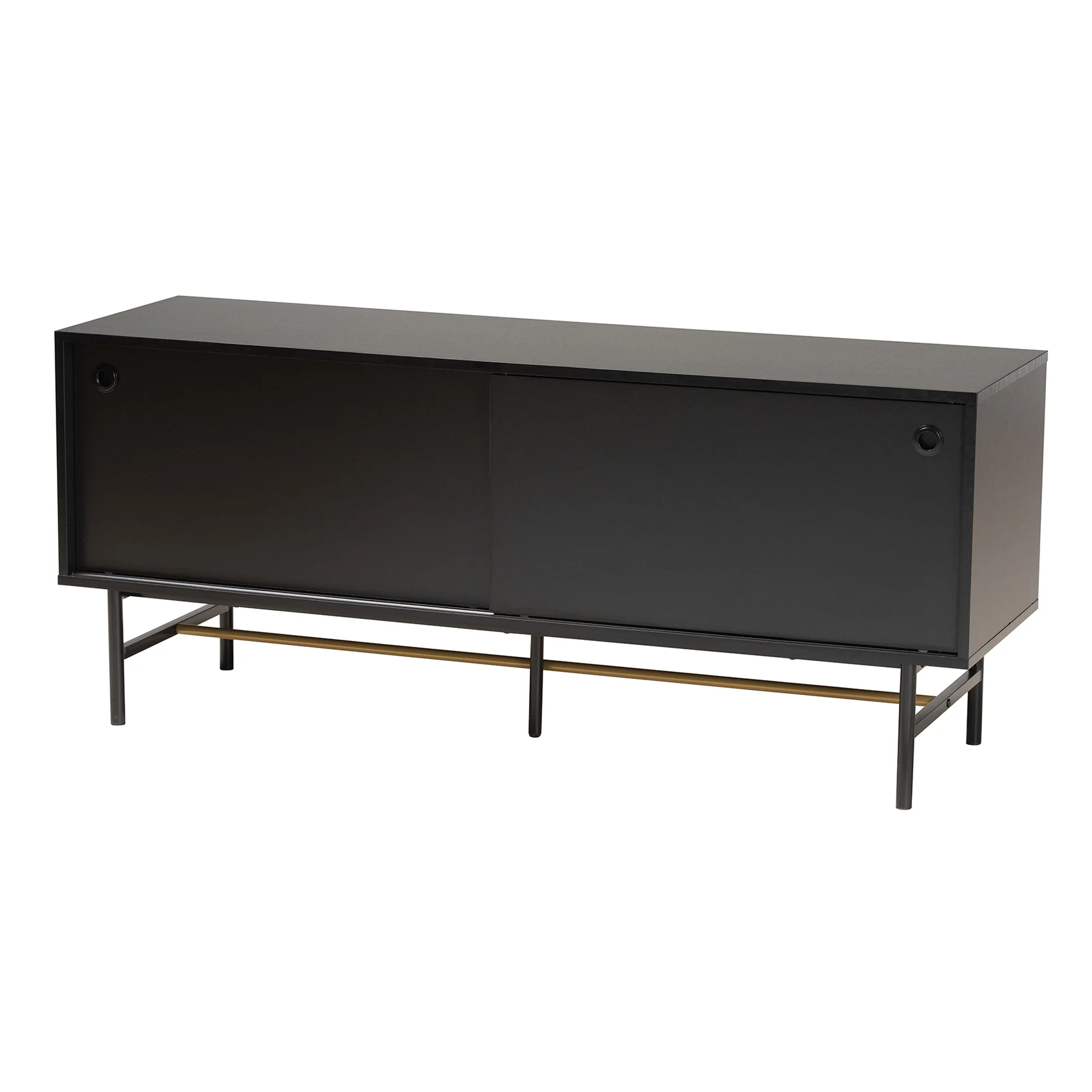Baxton Studio Truett Modern Dark Brown Finished Wood and Two-Tone Black and Gold Metal TV Stand - Image 2