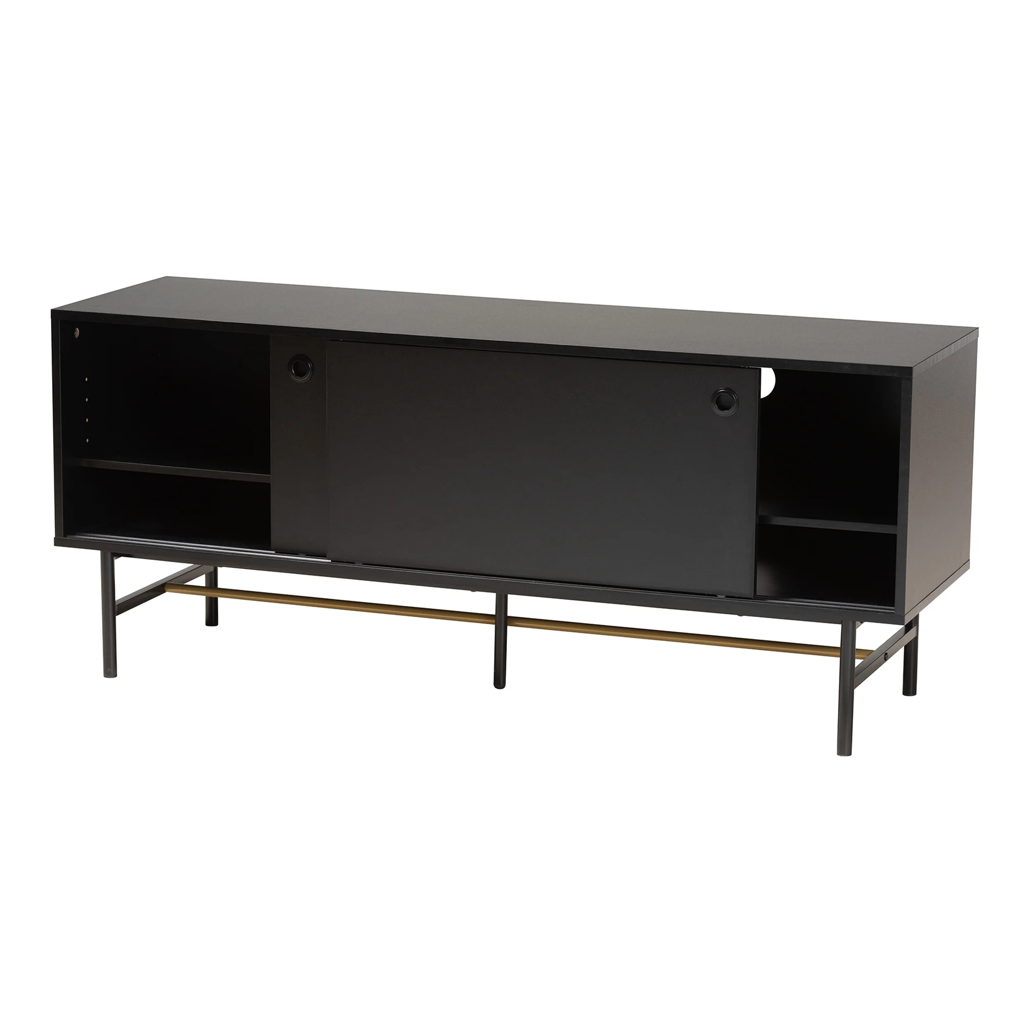 Baxton Studio Truett Modern Dark Brown Finished Wood and Two-Tone Black and Gold Metal TV Stand - Image 3