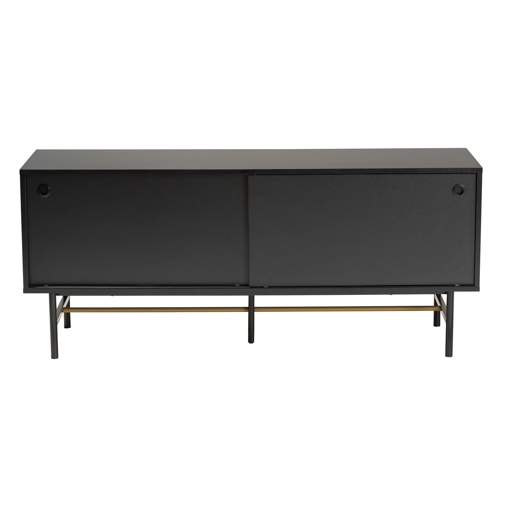 Baxton Studio Truett Modern Dark Brown Finished Wood and Two-Tone Black and Gold Metal TV Stand - Image 4