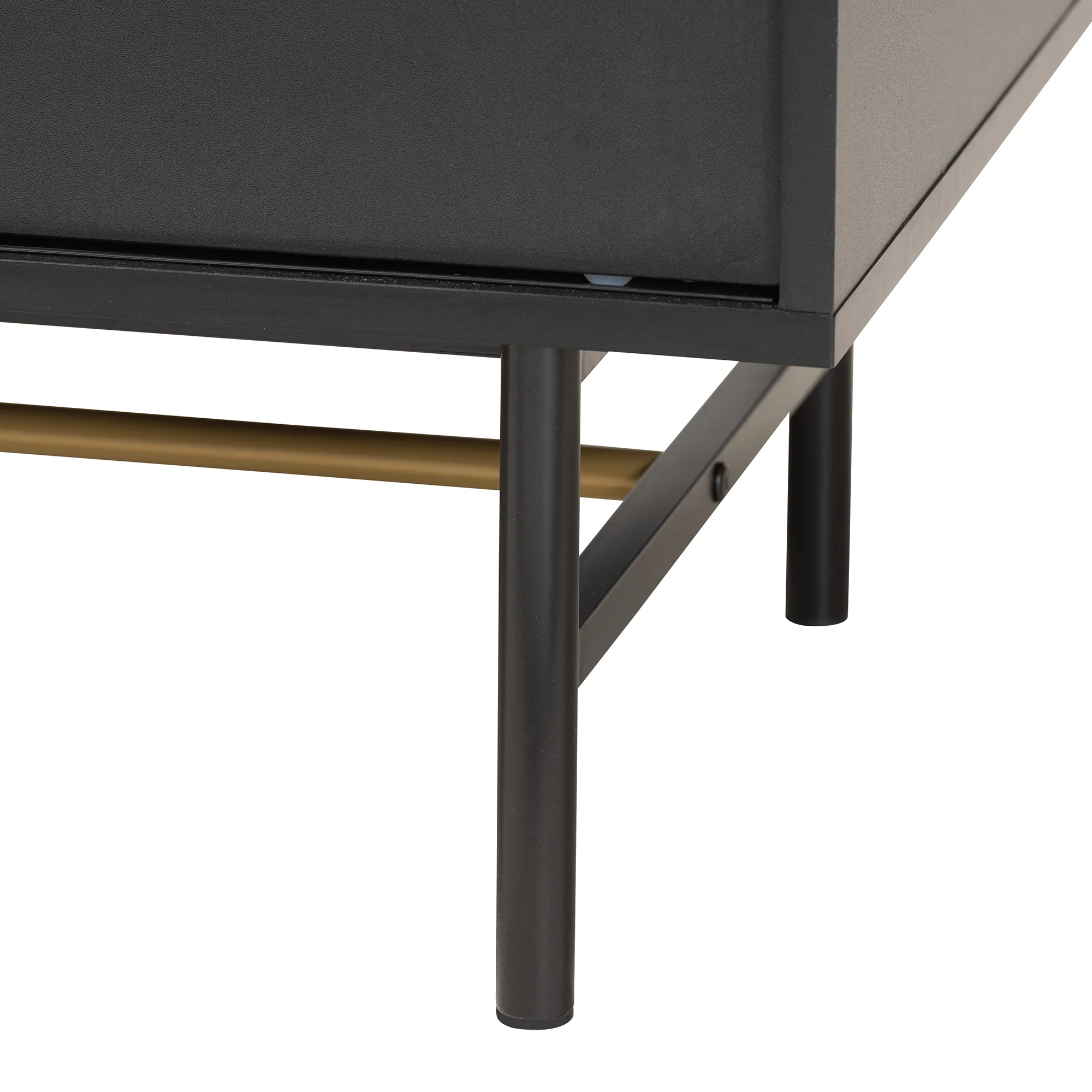 Baxton Studio Truett Modern Dark Brown Finished Wood and Two-Tone Black and Gold Metal TV Stand - Image 7