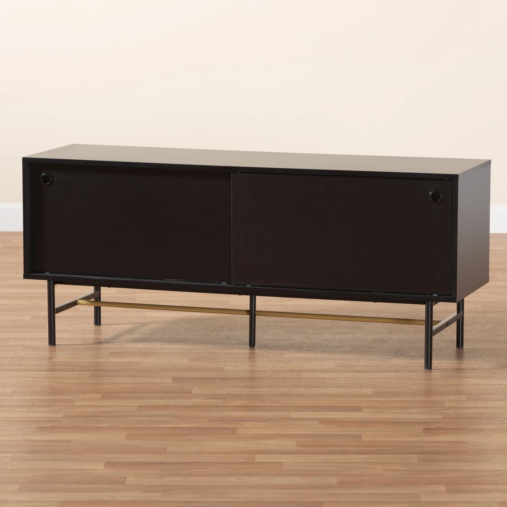 Baxton Studio Truett Modern Dark Brown Finished Wood and Two-Tone Black and Gold Metal TV Stand - Image 9