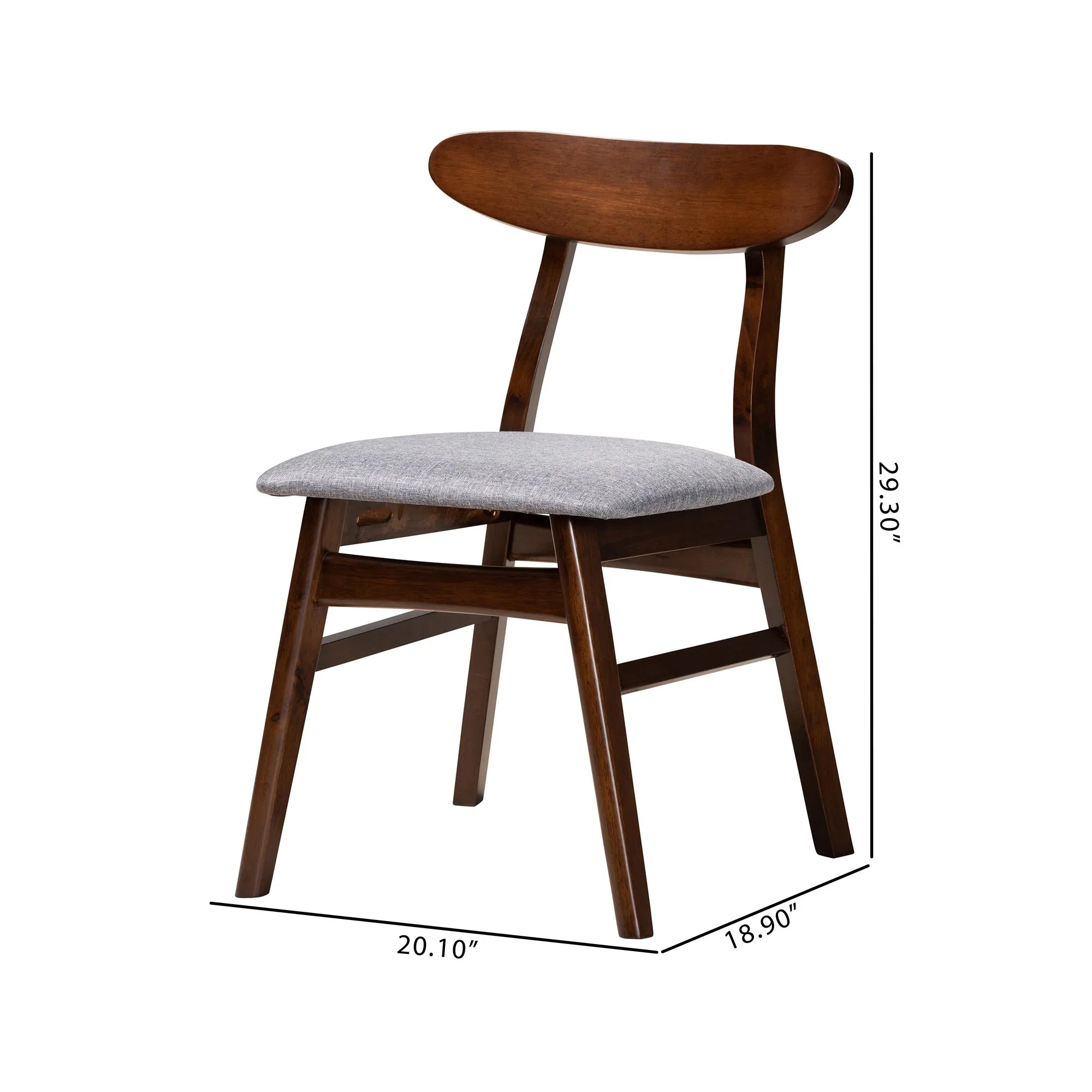 Baxton Studio Ulyana Mid-Century Grey Fabric and Natural Brown Finished Wood 2-Piece Dining Chair Set - Image 17