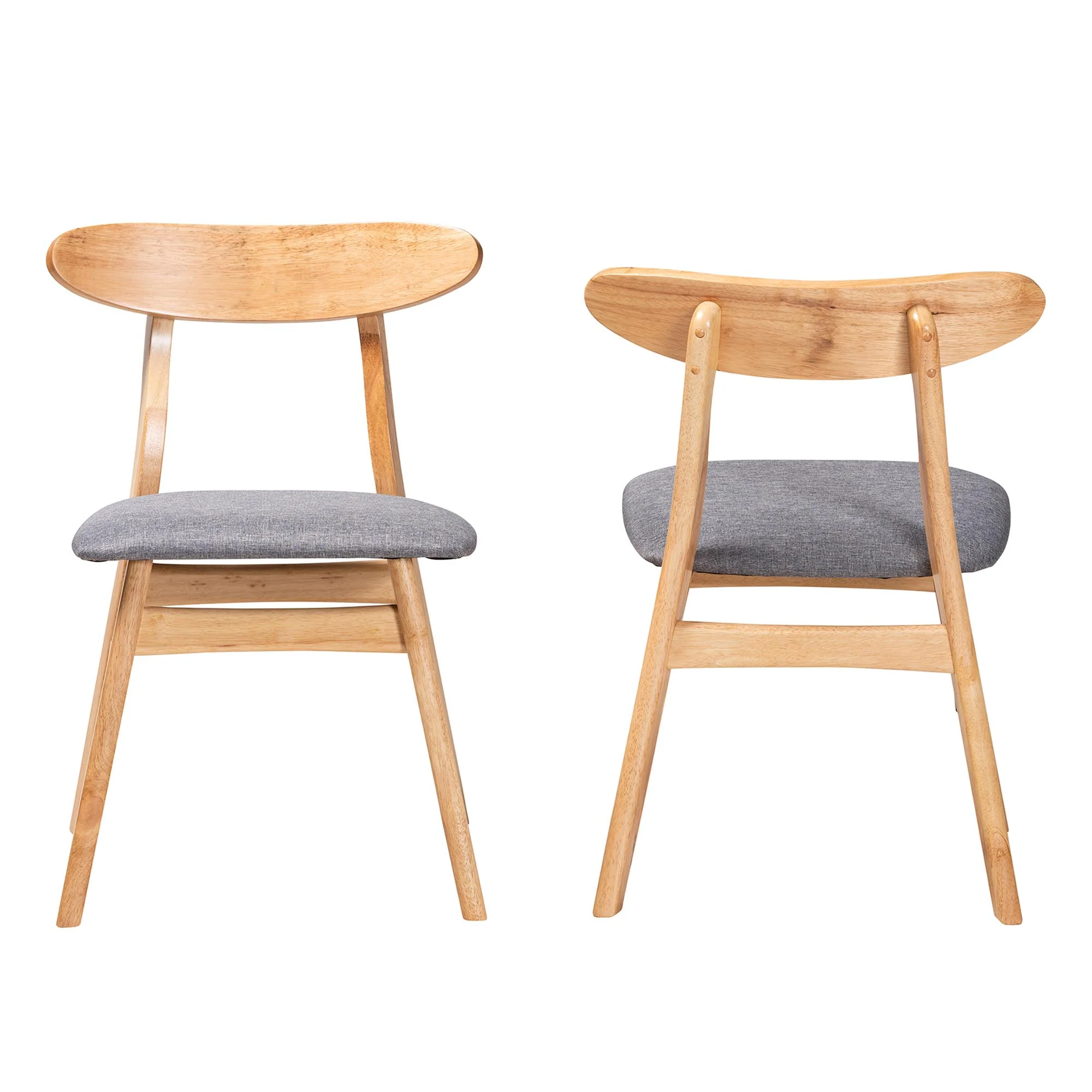 Baxton Studio Ulyana Mid-Century Grey Fabric and Natural Brown Finished Wood 2-Piece Dining Chair Set - Image 3